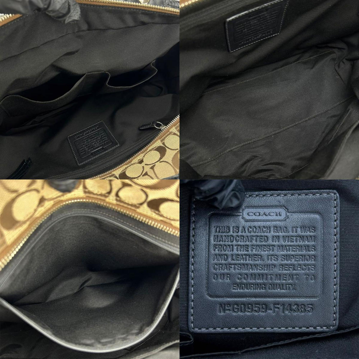 Coach Beige Black Canvas Patent Leather Tote Bag (Pre-Owned)