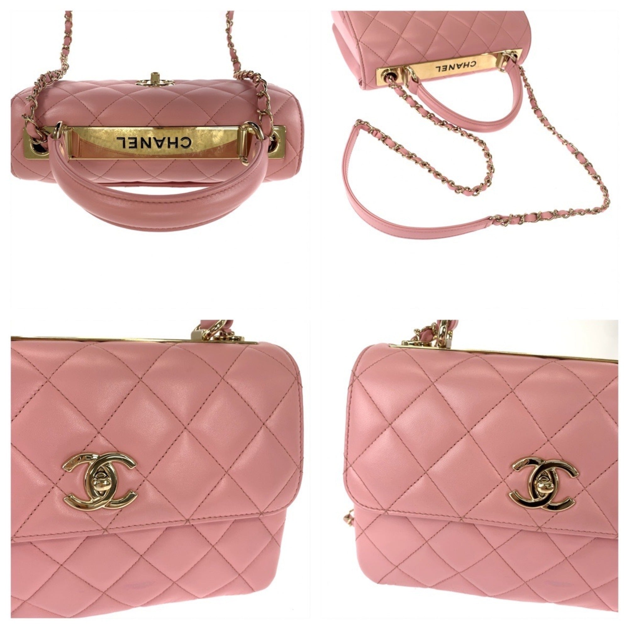 Chanel Pink Leather Handbag Shoulder Bag (Pre-Owned)