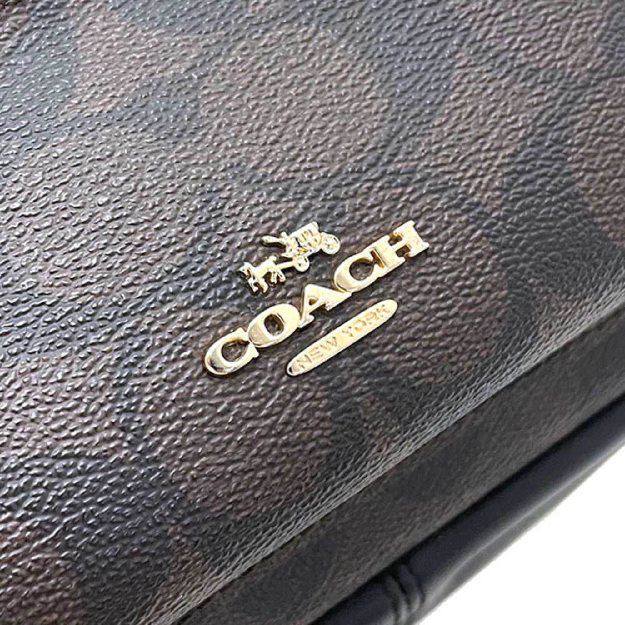 Coach Black Dark Brown Pvc Leather Backpack (Pre-Owned)