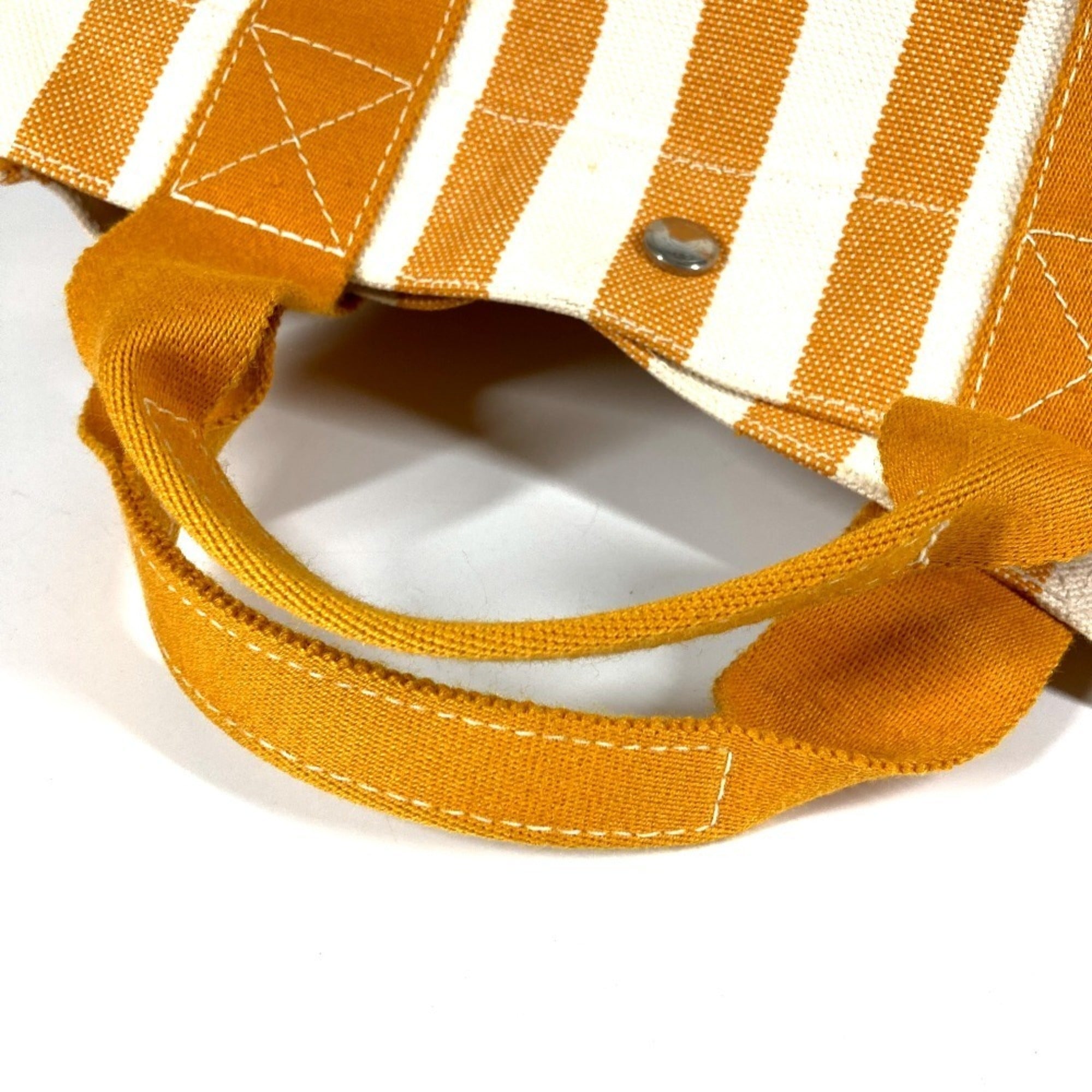 Hermes White Yellow Cotton Handbag Pouch Tote Bag (Pre-Owned)