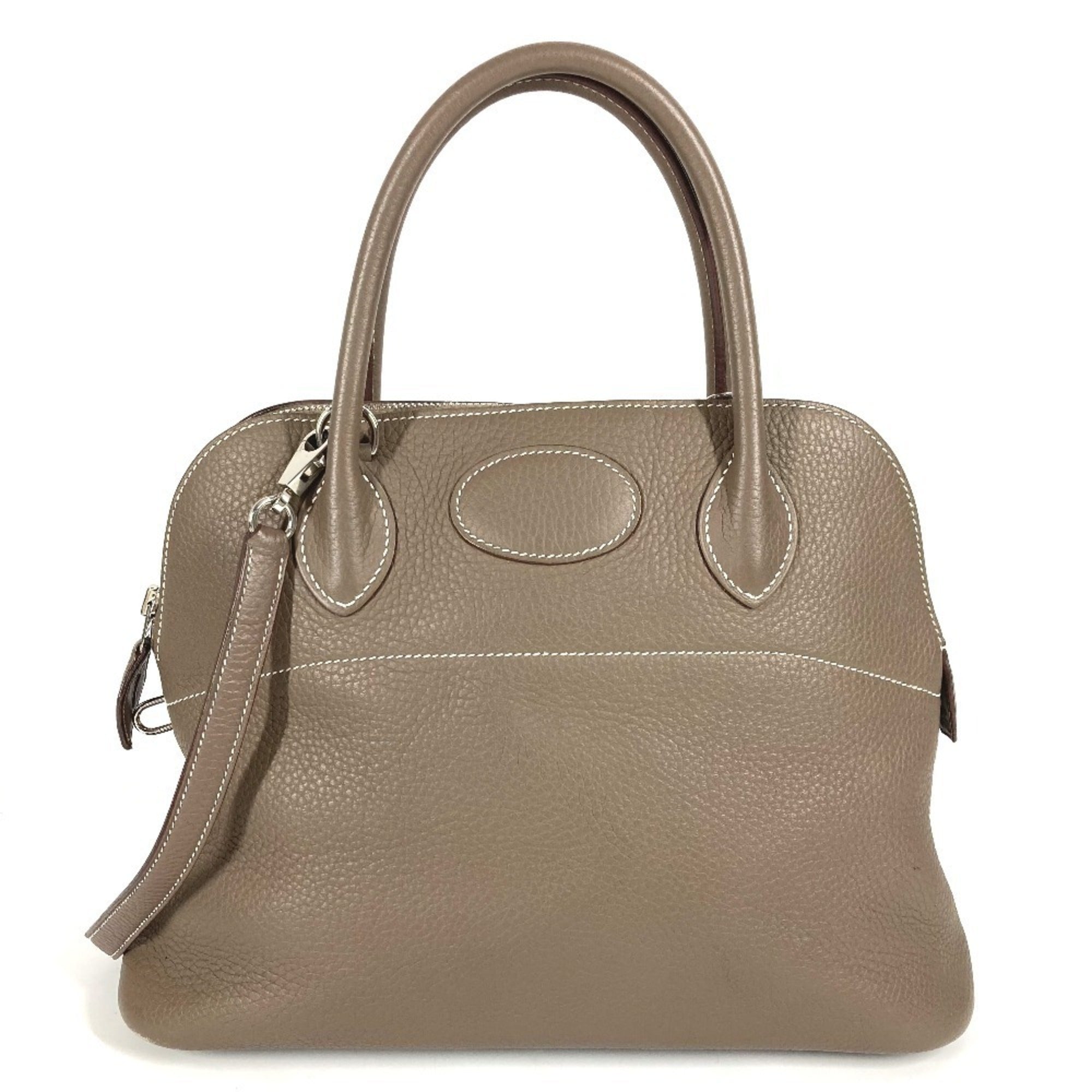 Hermes Bolide Etoupe Gray Gray Taurillon Clemence Leather Handbag Shoulder Bag Tote Bag (Pre-Owned)