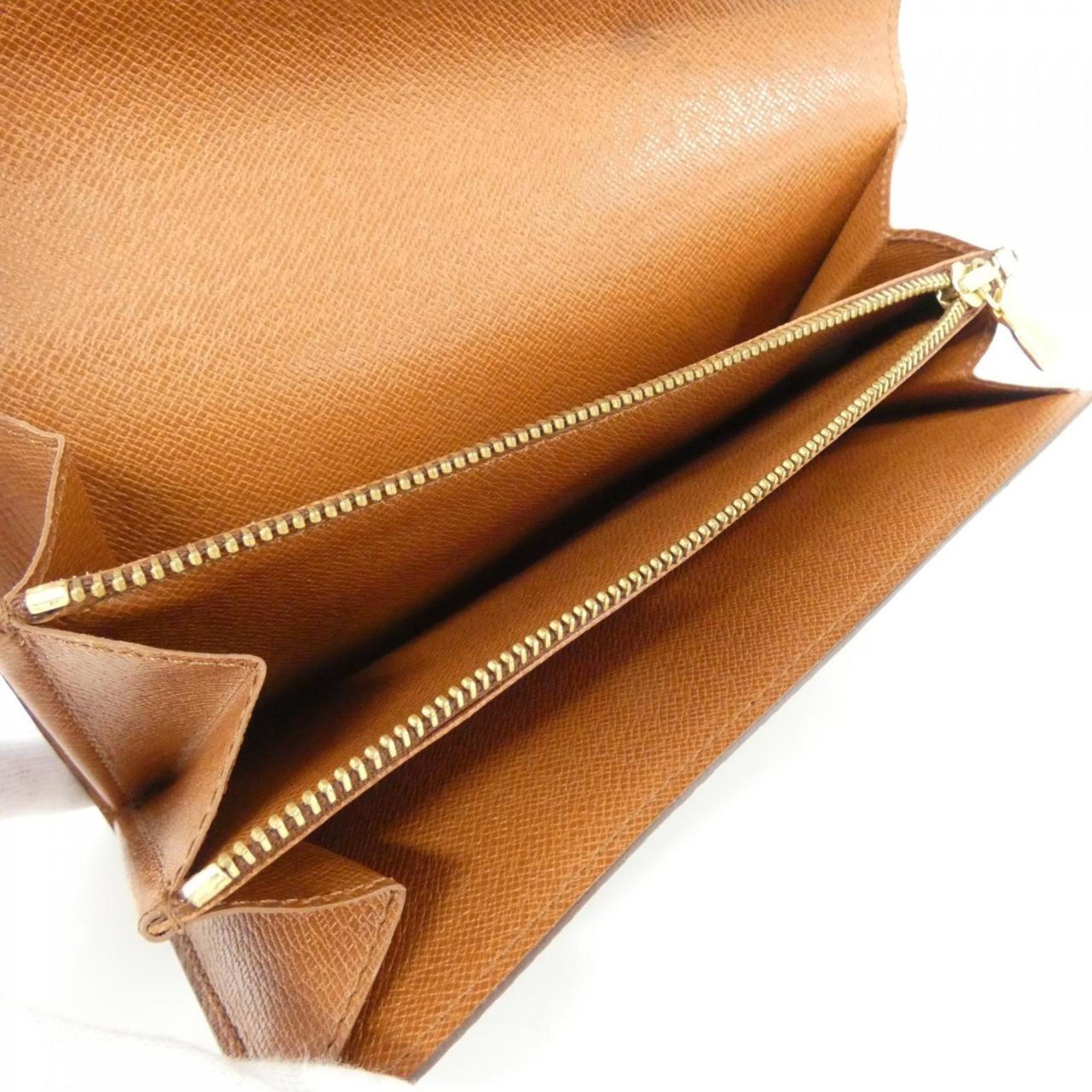 Louis Vuitton Marron Coated Canvas Long Wallet (Bi-Fold) (Pre-Owned)