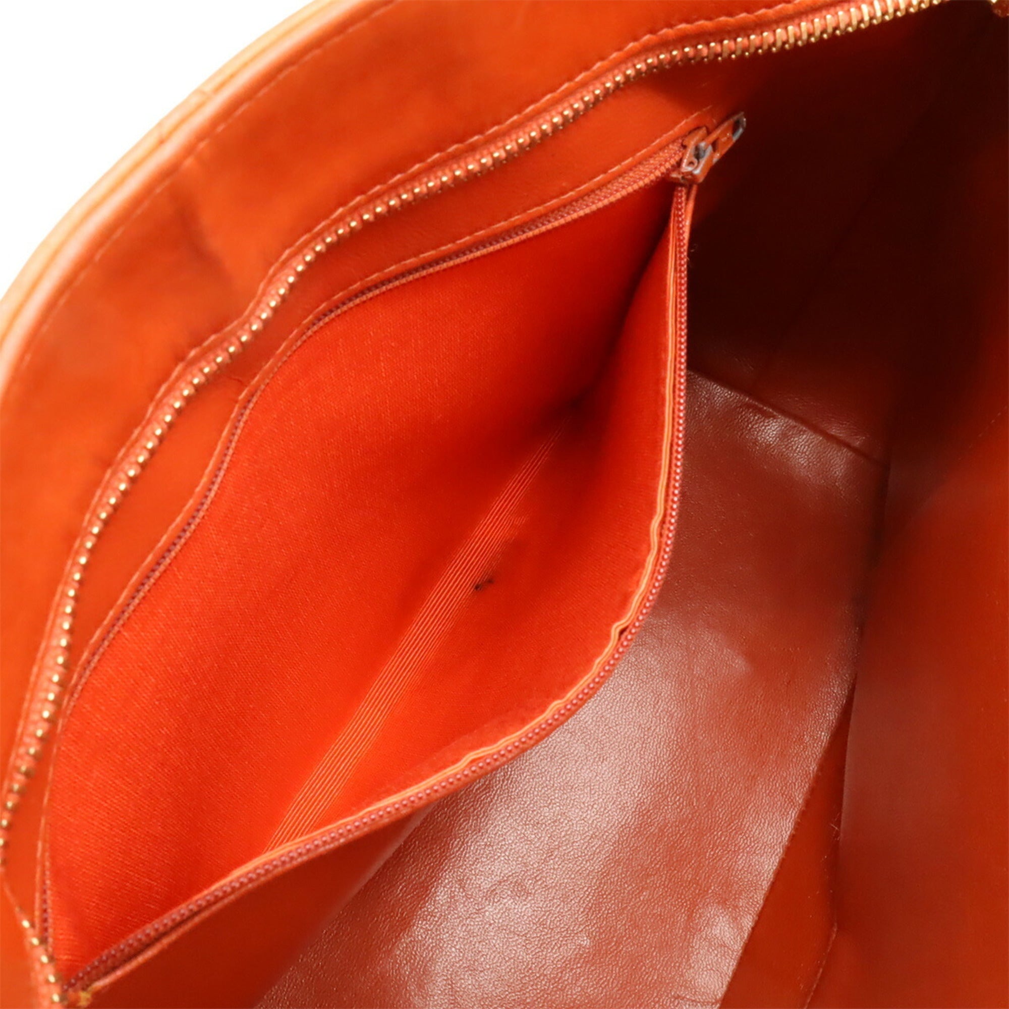 Chanel Matelasse Orange Leather Shoulder Bag Tote Bag (Pre-Owned)