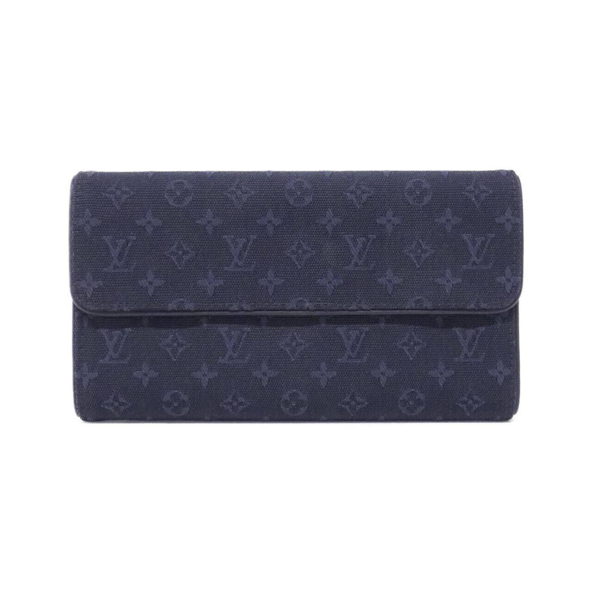 Louis Vuitton Dark Blue Canvas Long Wallet (Tri-Fold) (Pre-Owned)