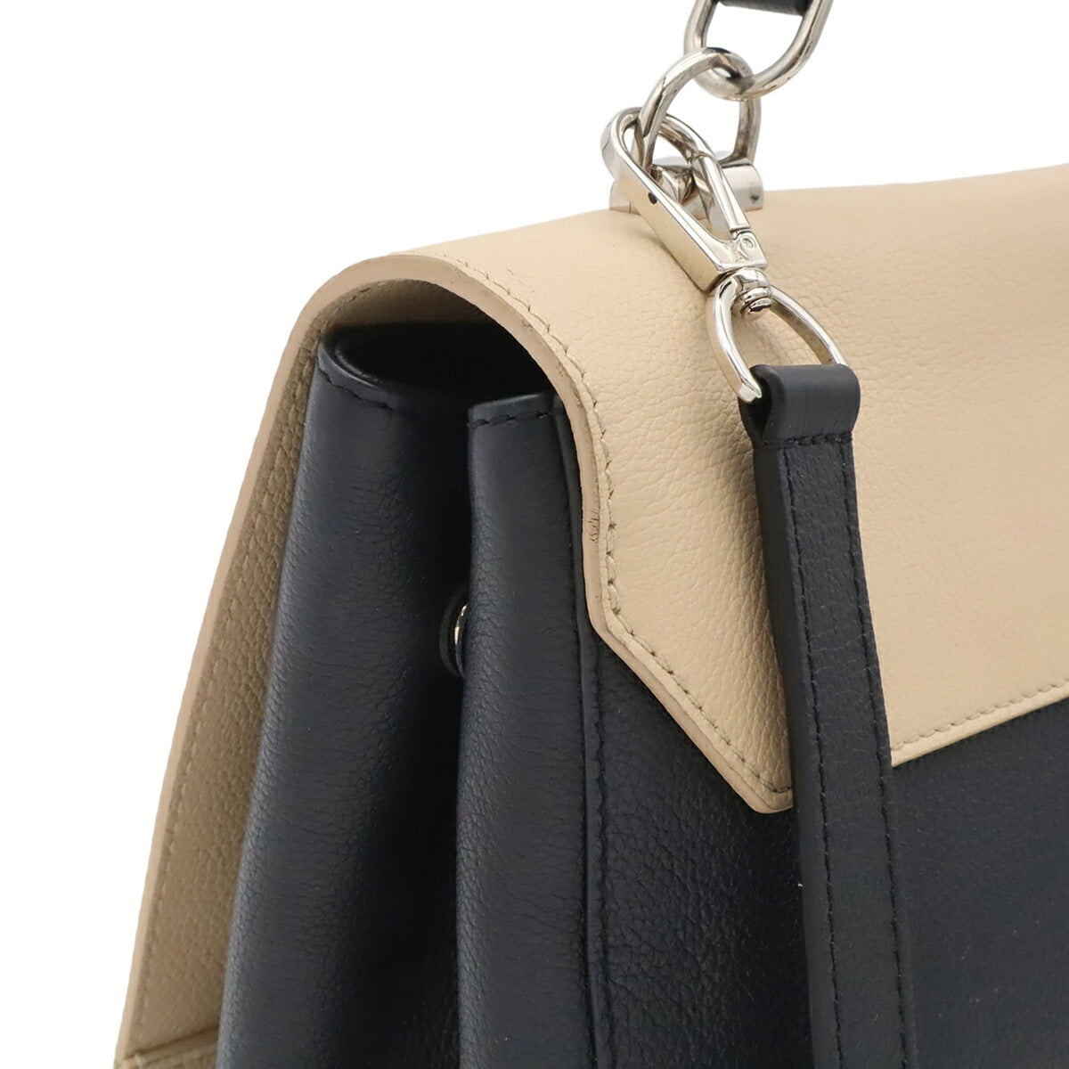 Louis Vuitton Beige Black Leather Handbag Shoulder Bag (Pre-Owned)