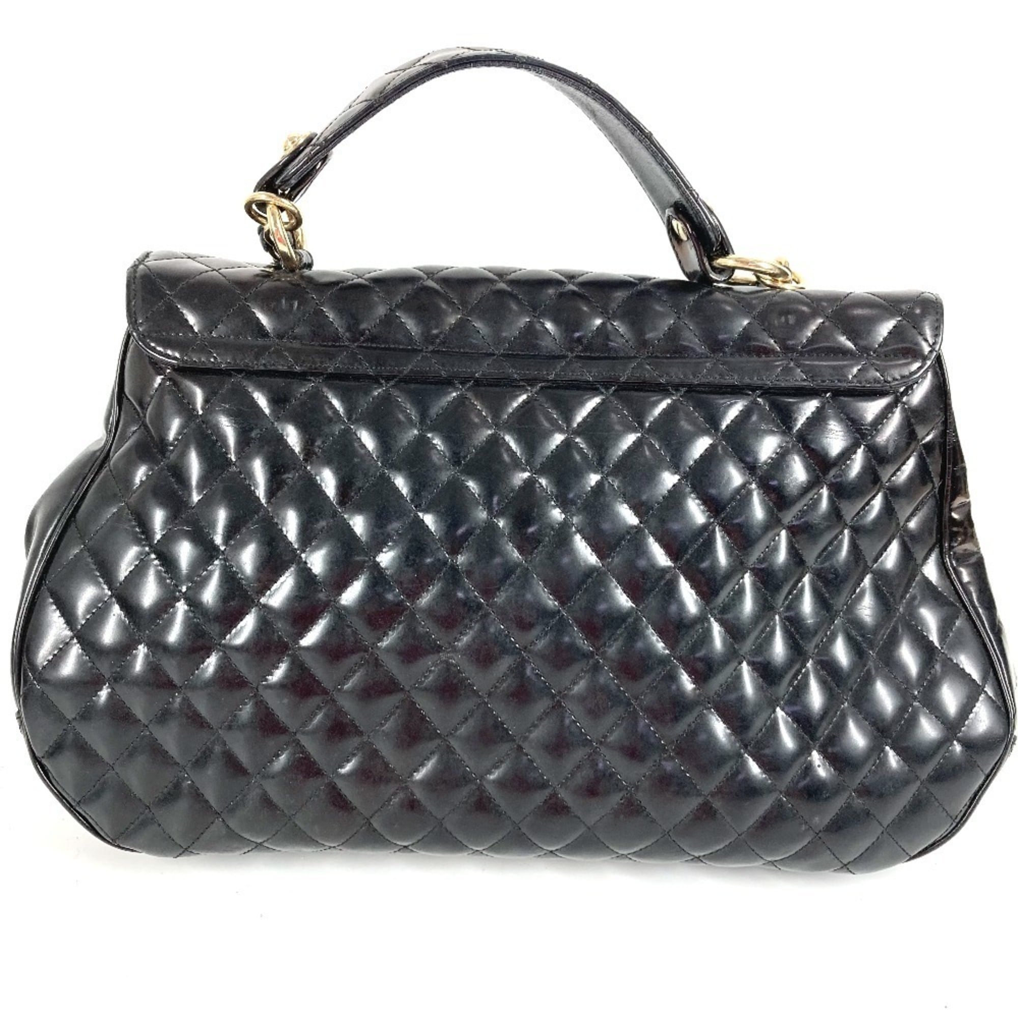 Chanel Black Leather Handbag Shoulder Bag Tote Bag (Pre-Owned)