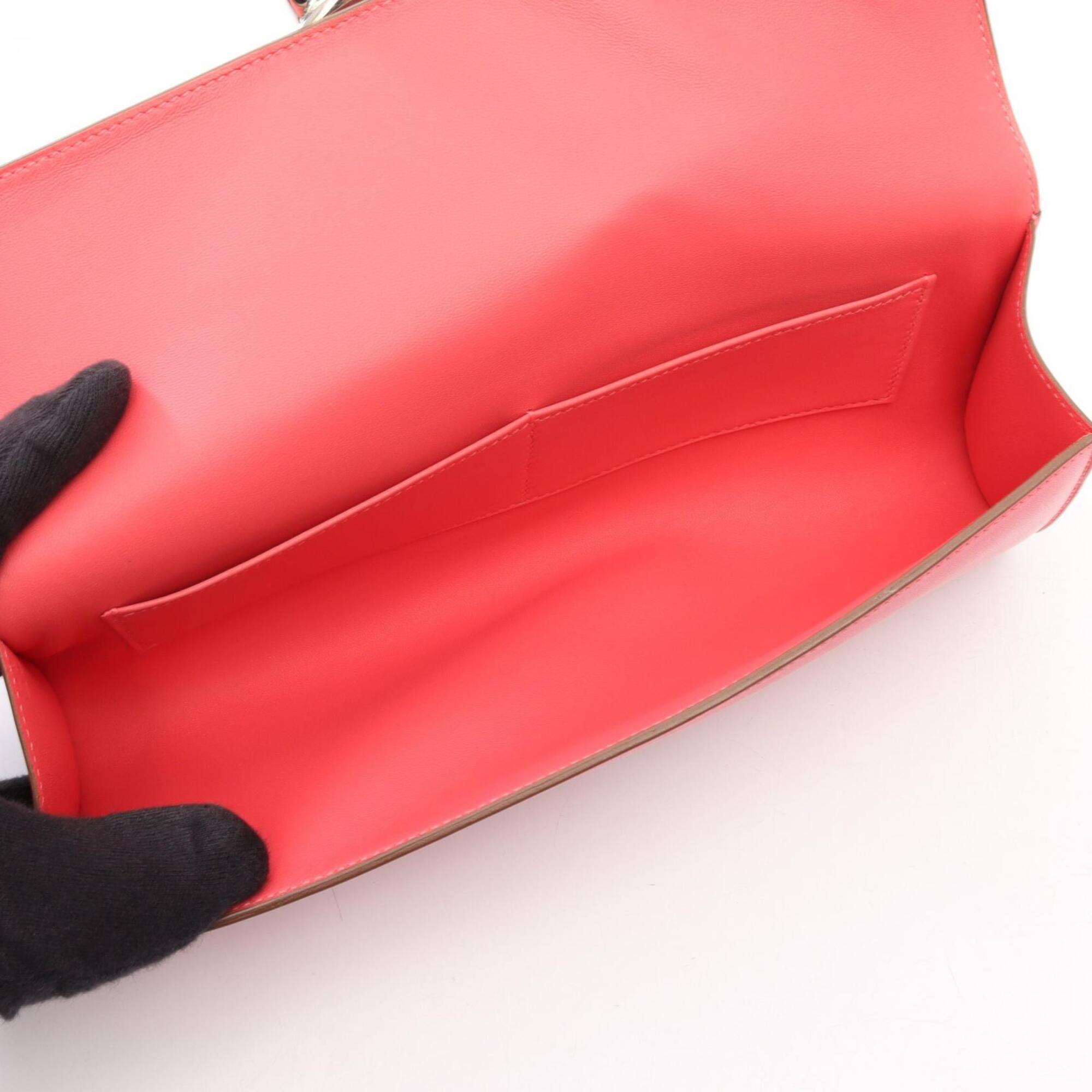 Hermes Pink Tadelakt Leather Clutch Bag Handbag (Pre-Owned)