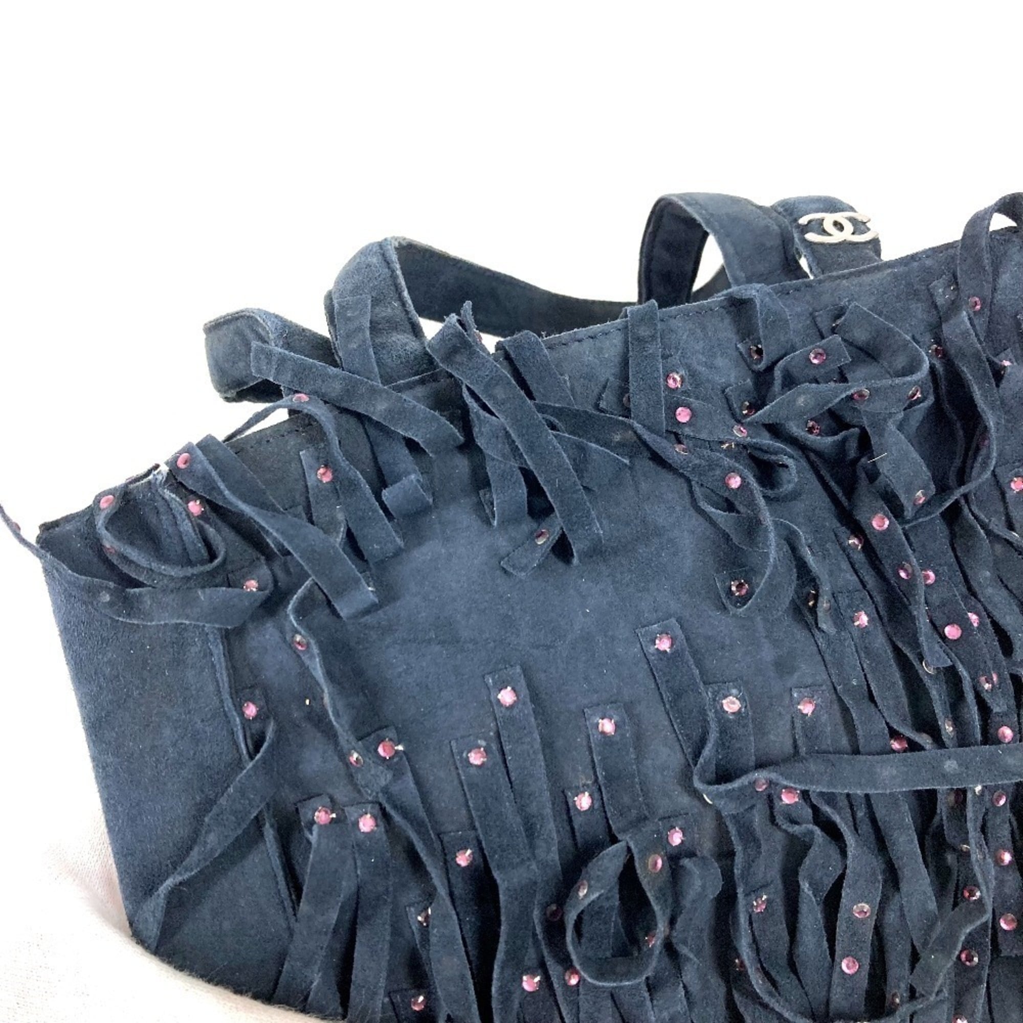 Chanel Navy Pink Rhinestone Handbag Tote Bag (Pre-Owned)