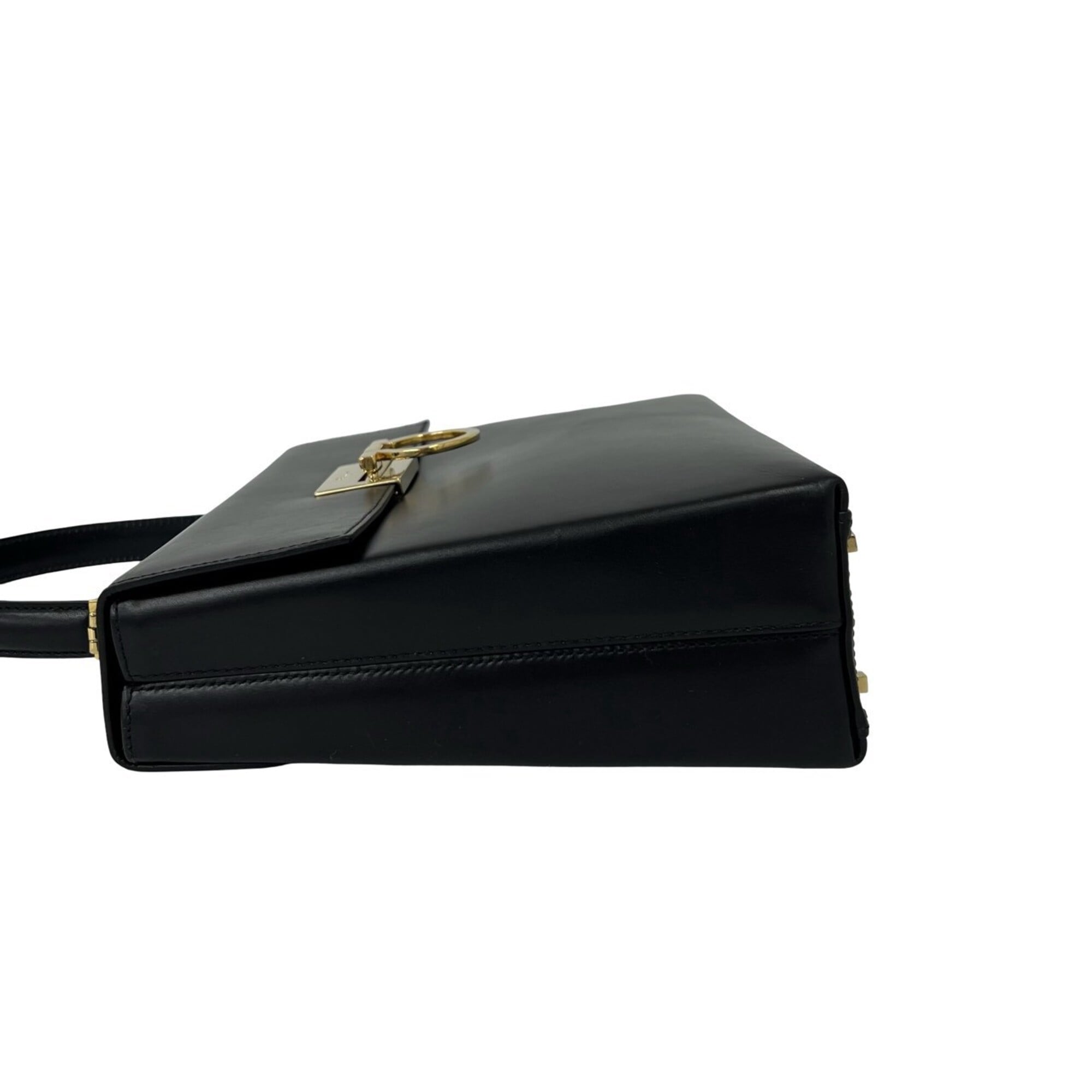 Salvatore Ferragamo Black Leather Handbag Shoulder Bag (Pre-Owned)