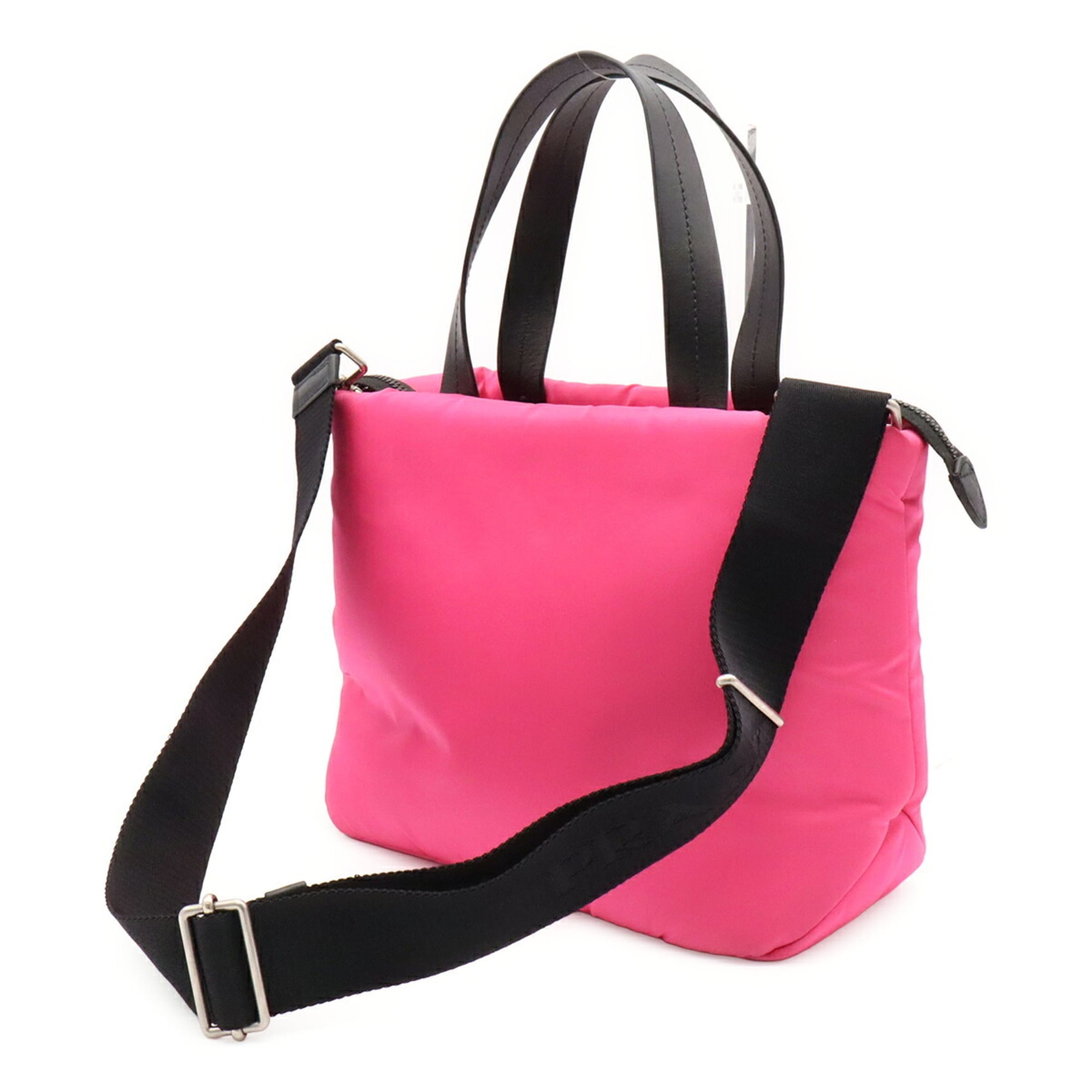 Prada Black Pink Tessuto Nylon Leather Handbag Shoulder Bag Tote Bag (Pre-Owned)