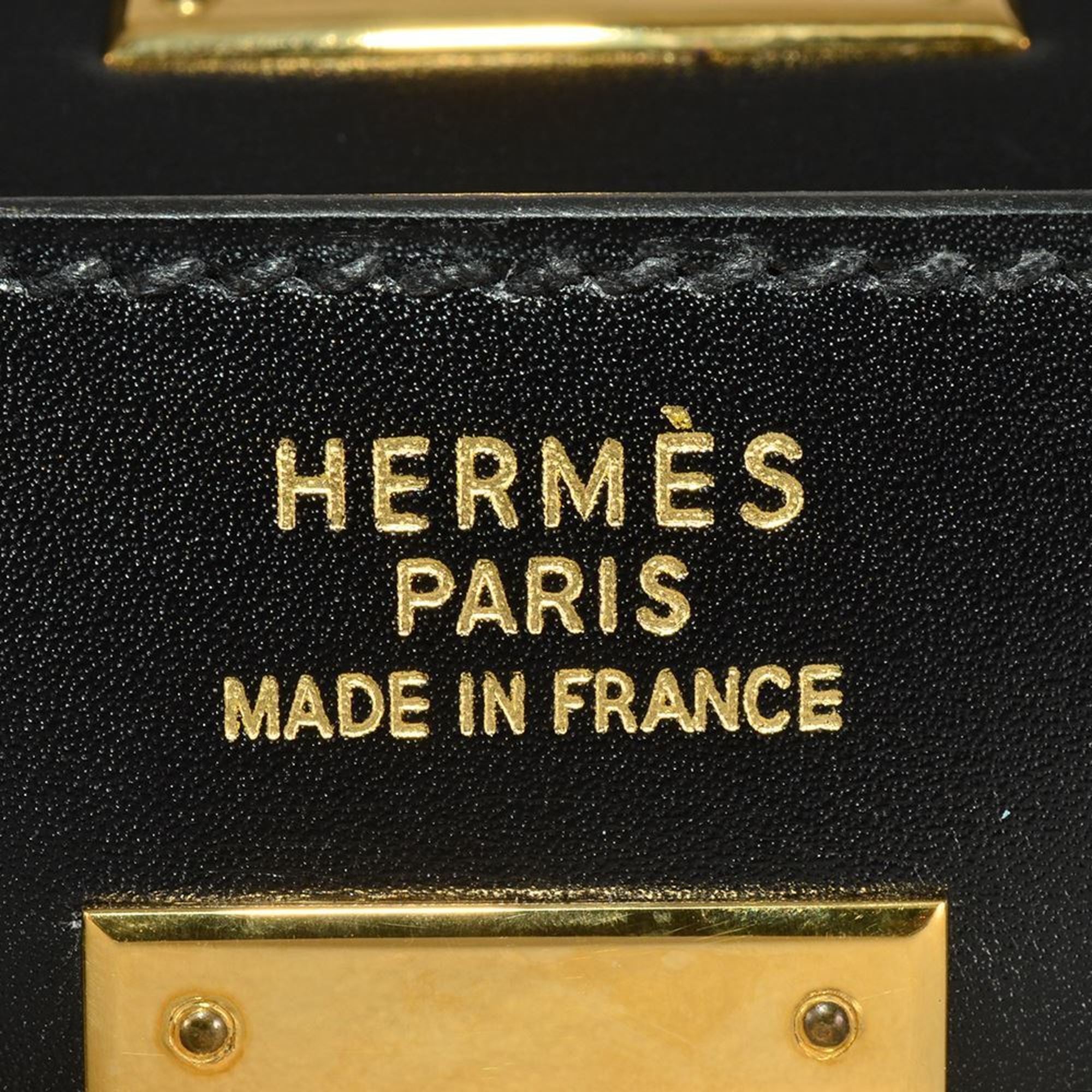 Hermes Black Box Calf Leather Handbag (Pre-Owned)