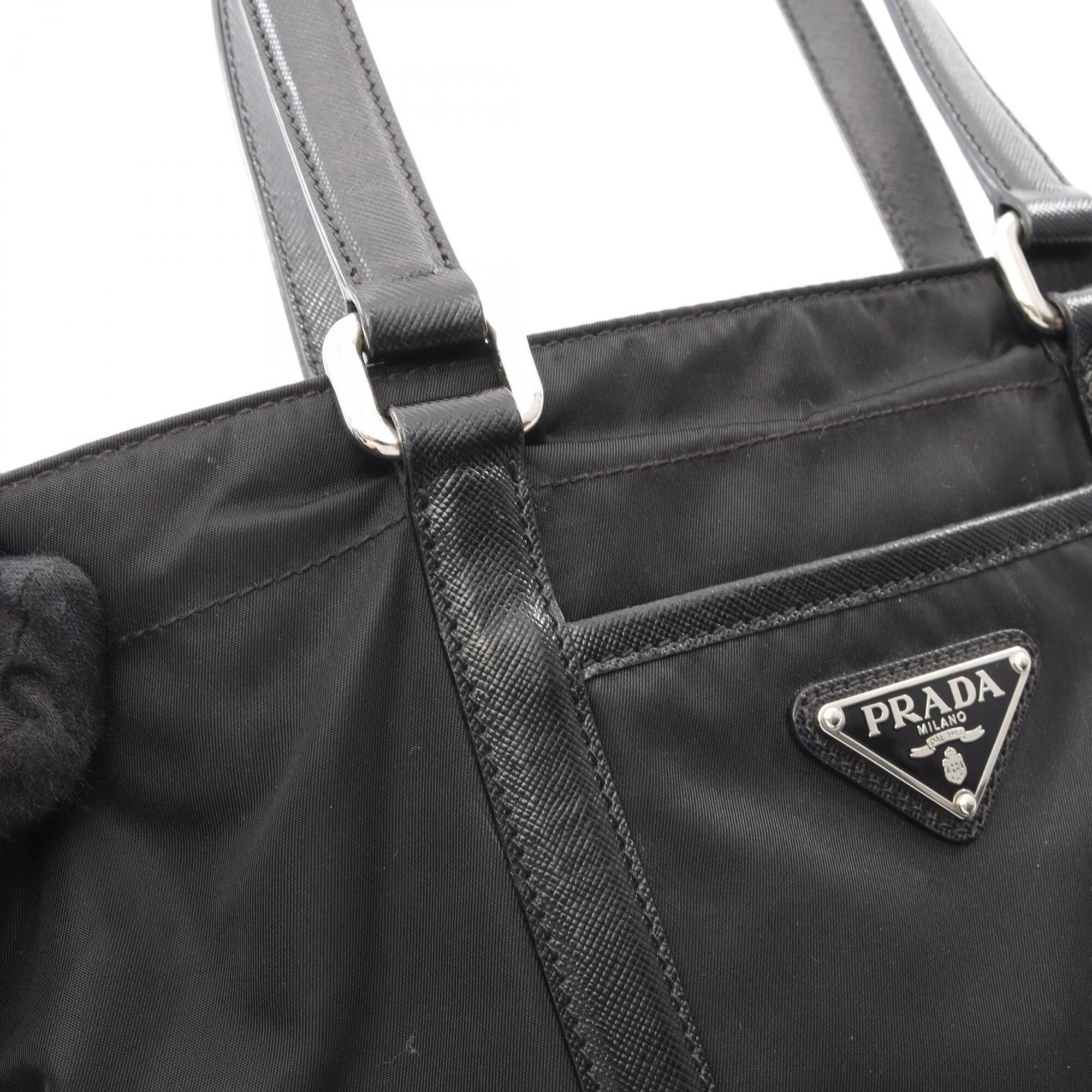 Prada Black Nylon Saffiano Handbag Tote Bag (Pre-Owned)