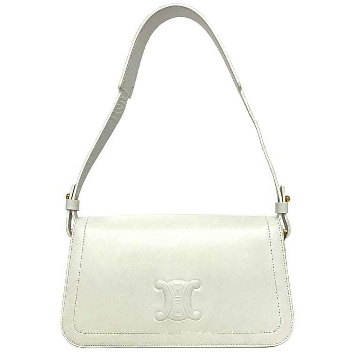 Celine White Leather Handbag Shoulder Bag (Pre-Owned)