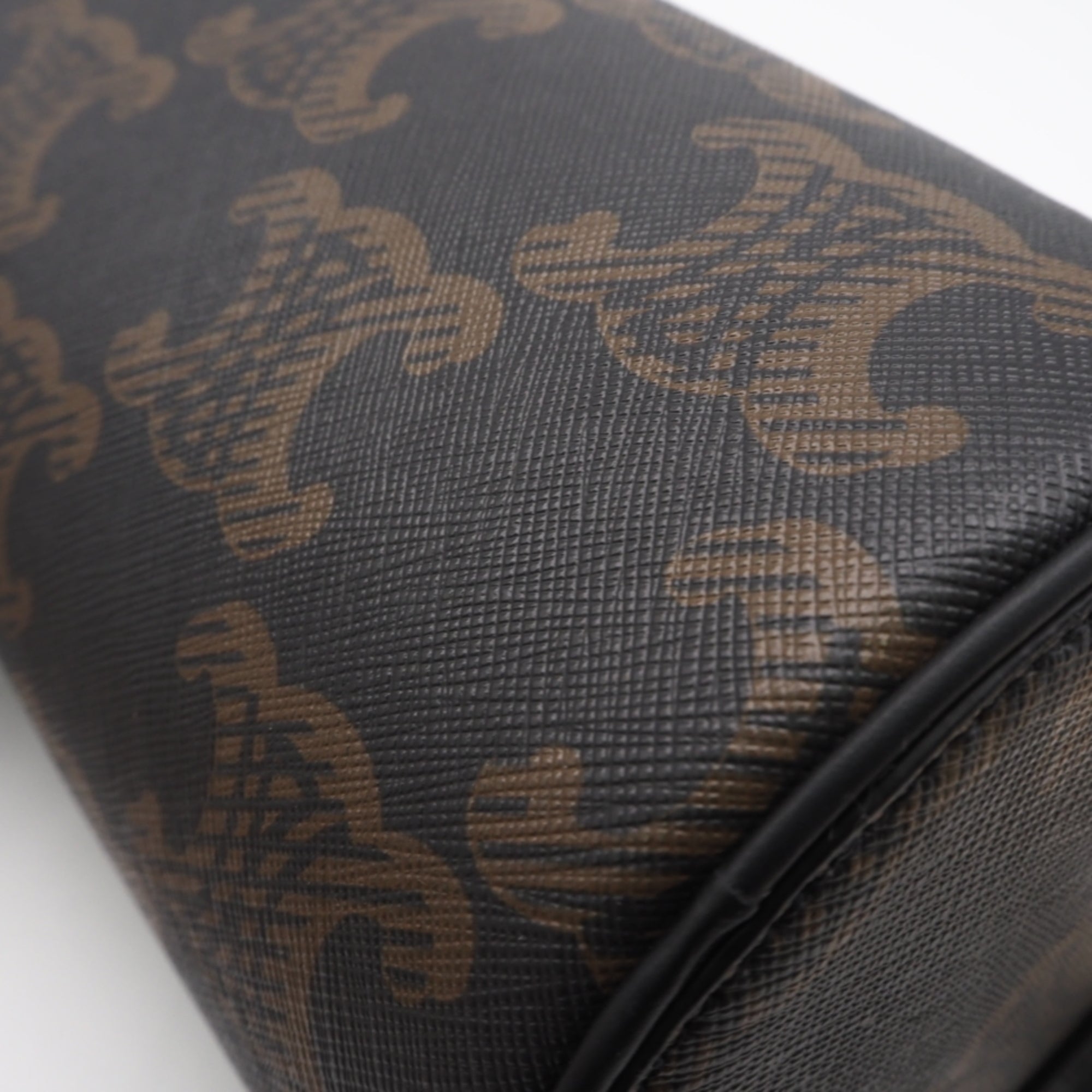 Celine Black Brown White Coated Canvas Leather Shoulder Bag (Pre-Owned)