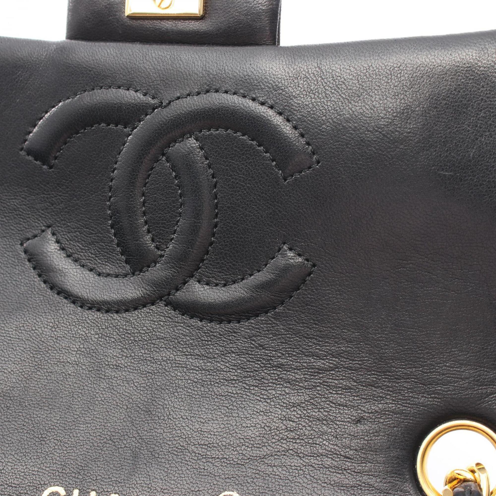 Chanel Black Leather Handbag Shoulder Bag (Pre-Owned)