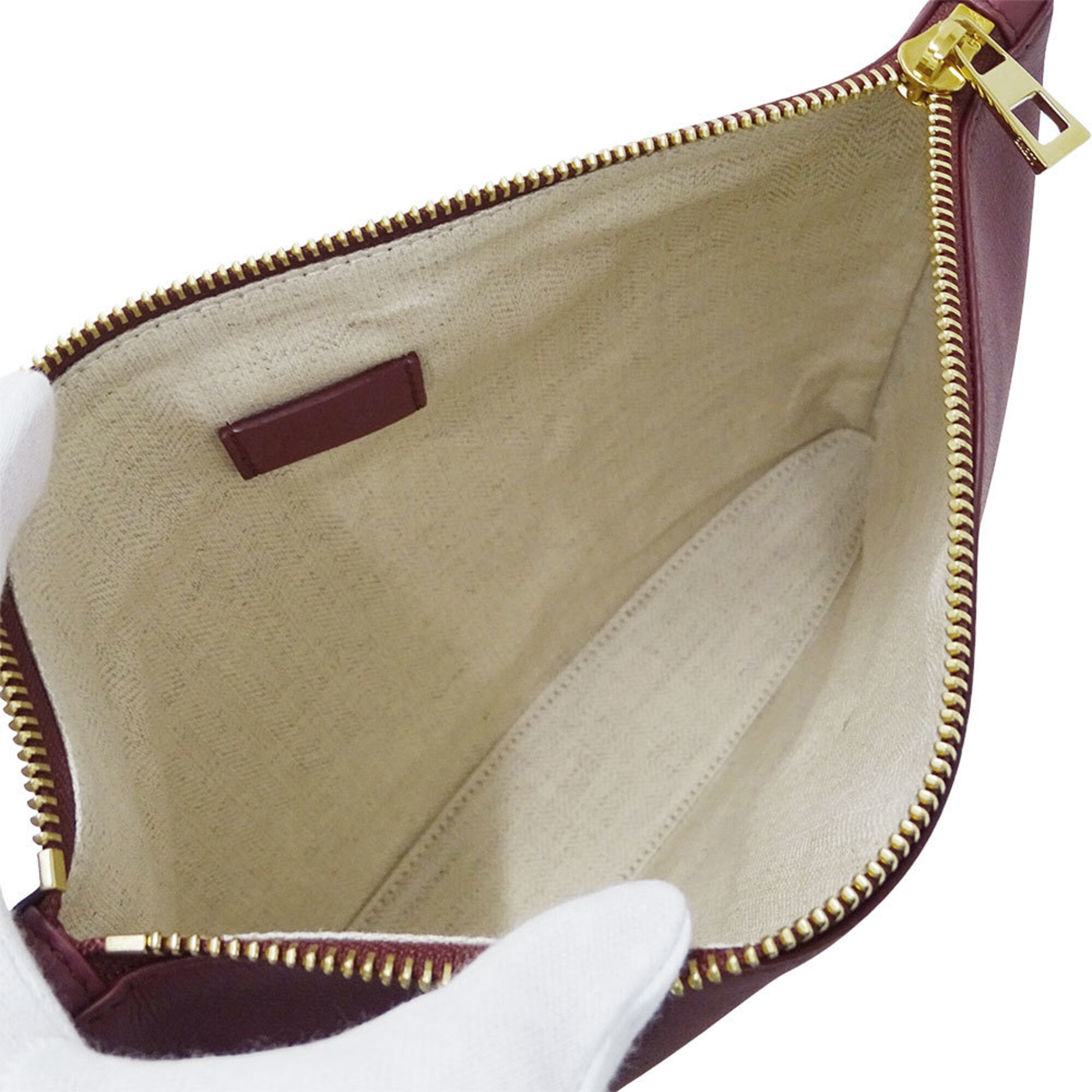 Loewe Bordeaux Leather Clutch Bag Handbag (Pre-Owned)