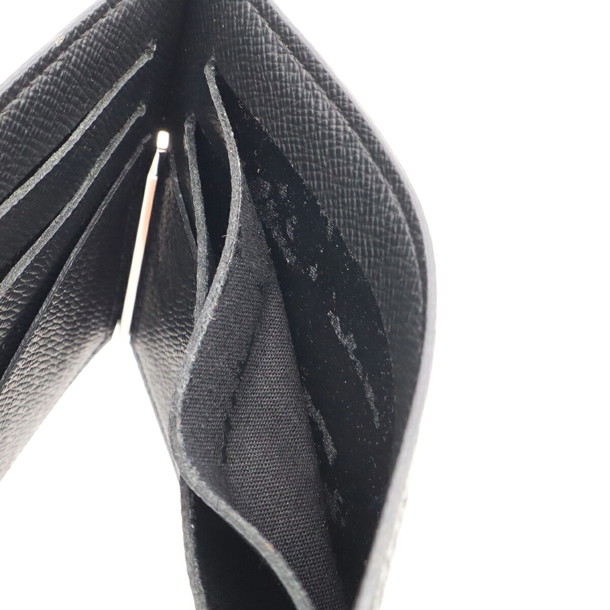 Louis Vuitton Black Galle Noir White Leather Bill Wallet (Bi-Fold) (Pre-Owned)