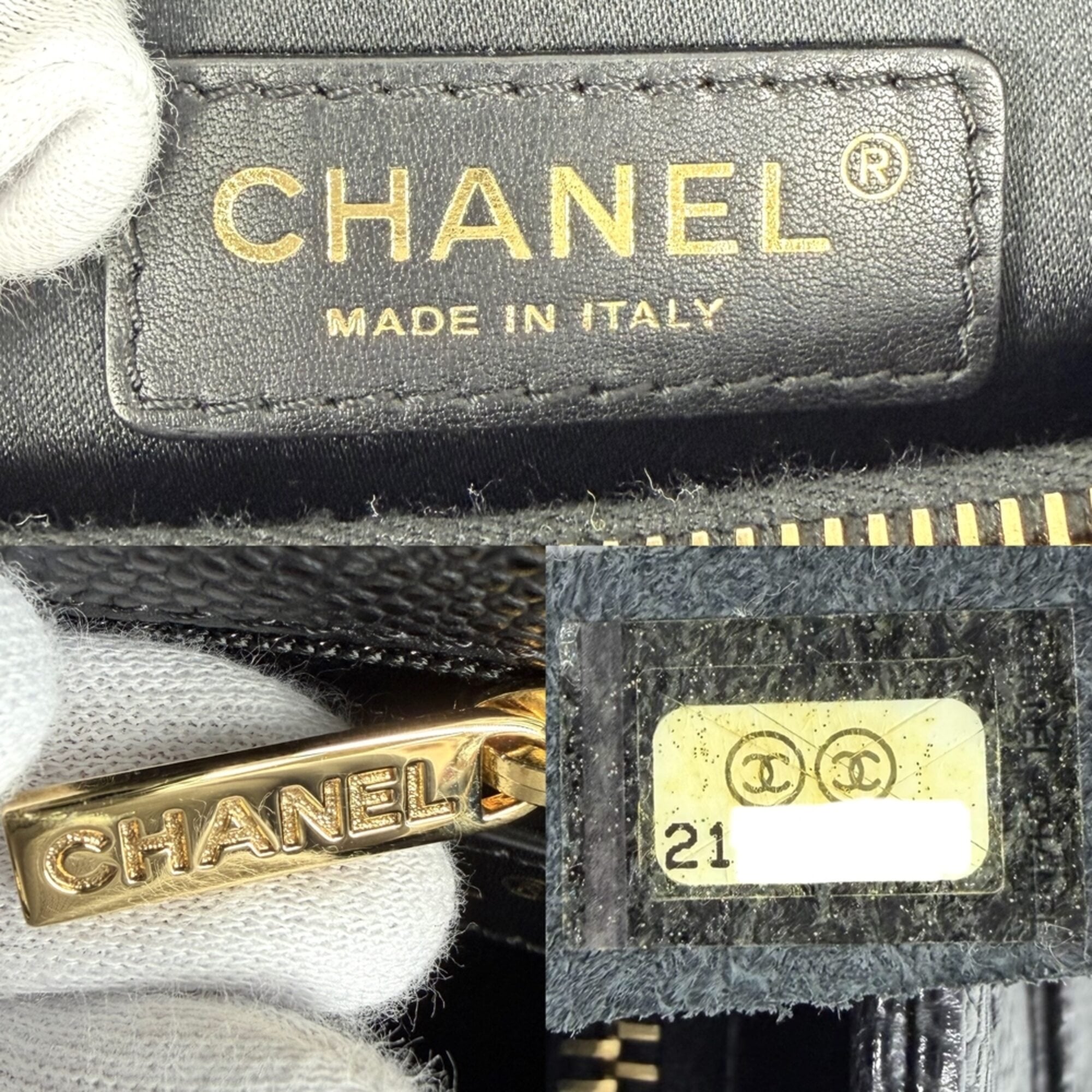 Chanel Matelasse Black Grained Calfskin Handbag (Pre-Owned)