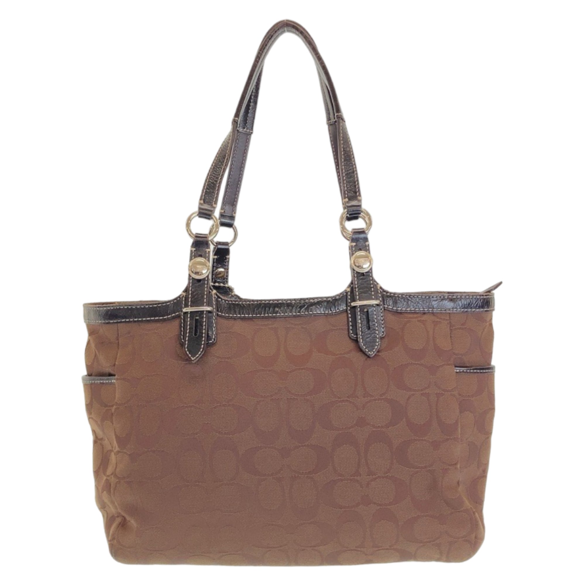 Coach Brown Canvas Shoulder Bag Tote Bag (Pre-Owned)