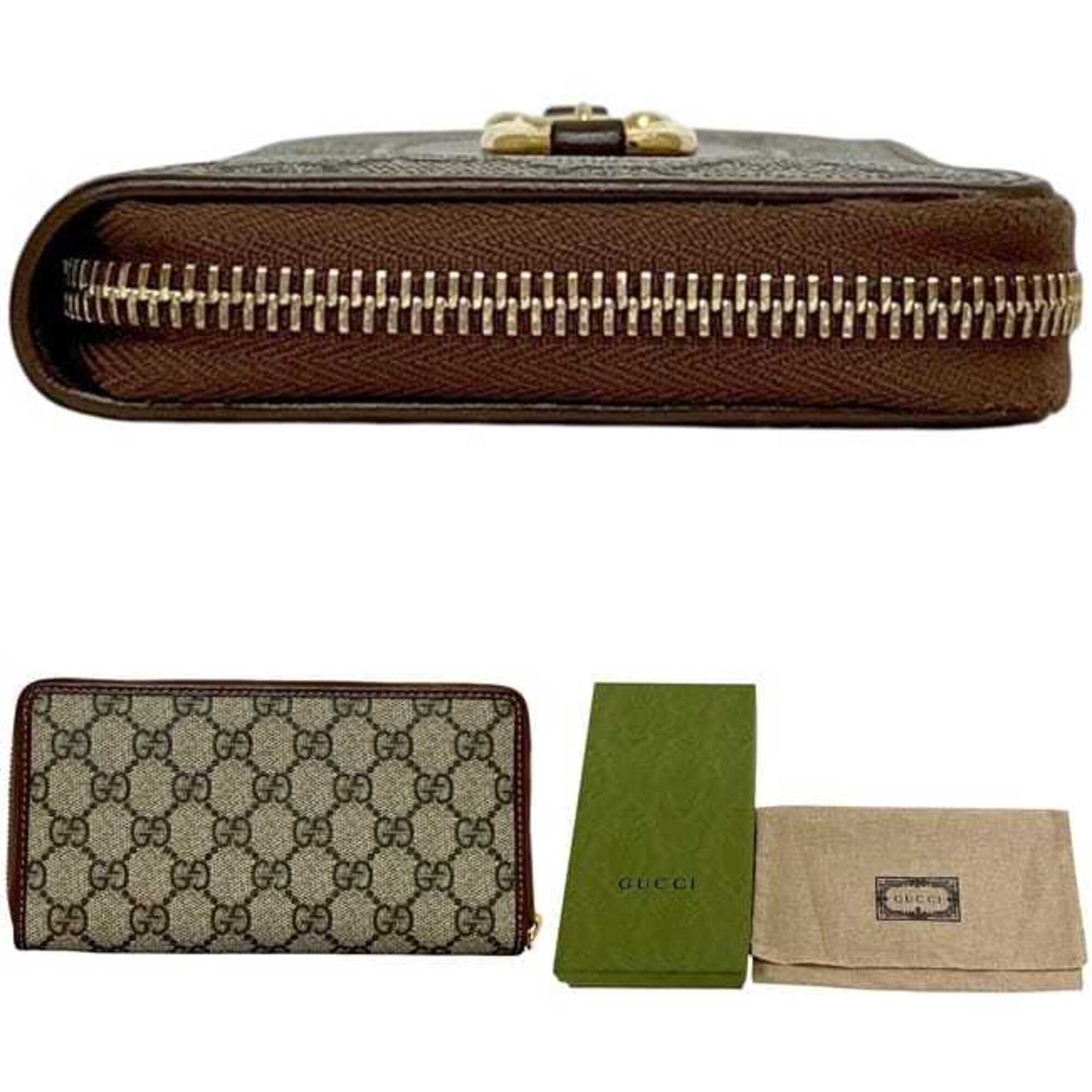 Gucci Beige Brown Pvc Leather Long Wallet (Bi-Fold) (Pre-Owned)