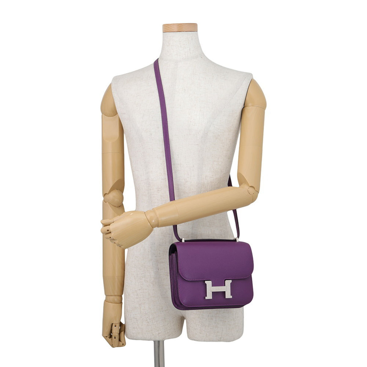 Hermes Constance Anemone Cassis Chevre Myzore Leather Handbag Shoulder Bag (Pre-Owned)