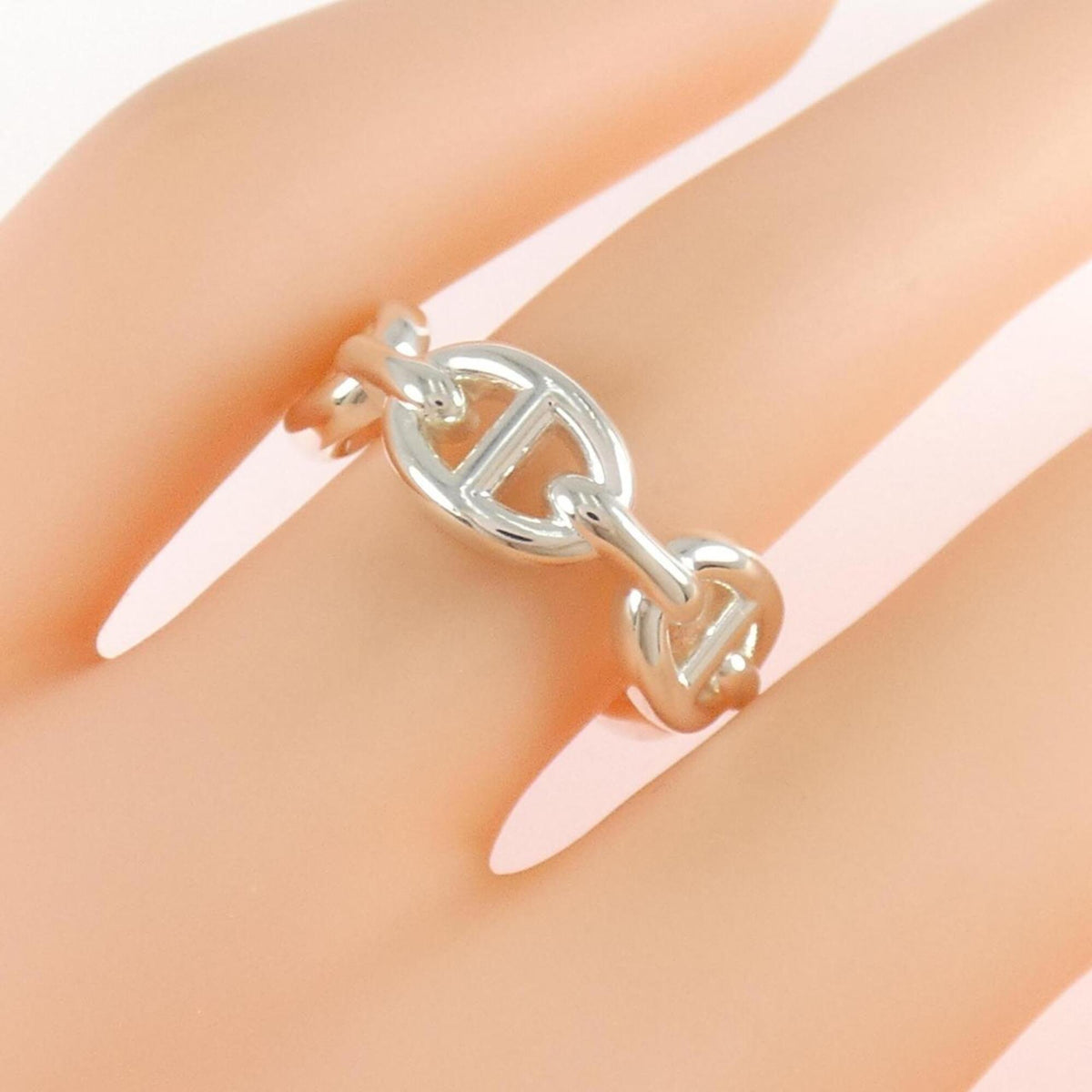 Hermes Silver 925 Band Ring (Pre-Owned)