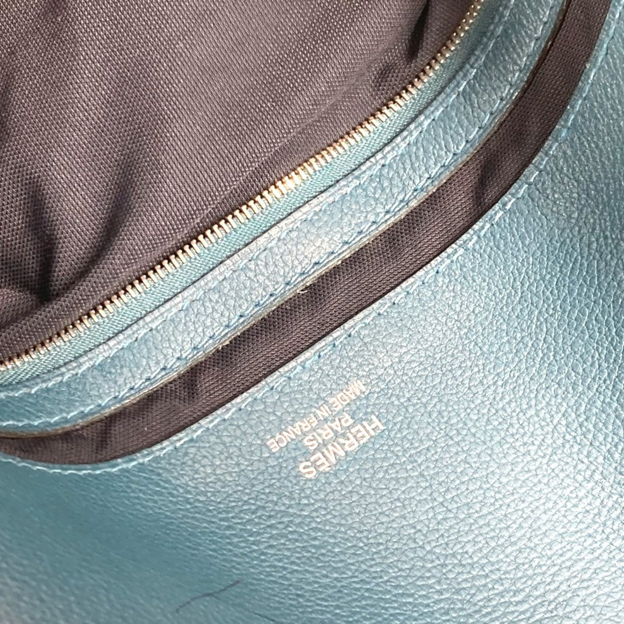 Hermes Blue Navy Leather Messenger Bag Shoulder Bag (Pre-Owned)