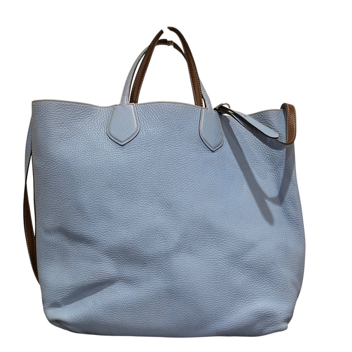 Gucci Brown Sky Blue Leather Tote Bag (Pre-Owned)