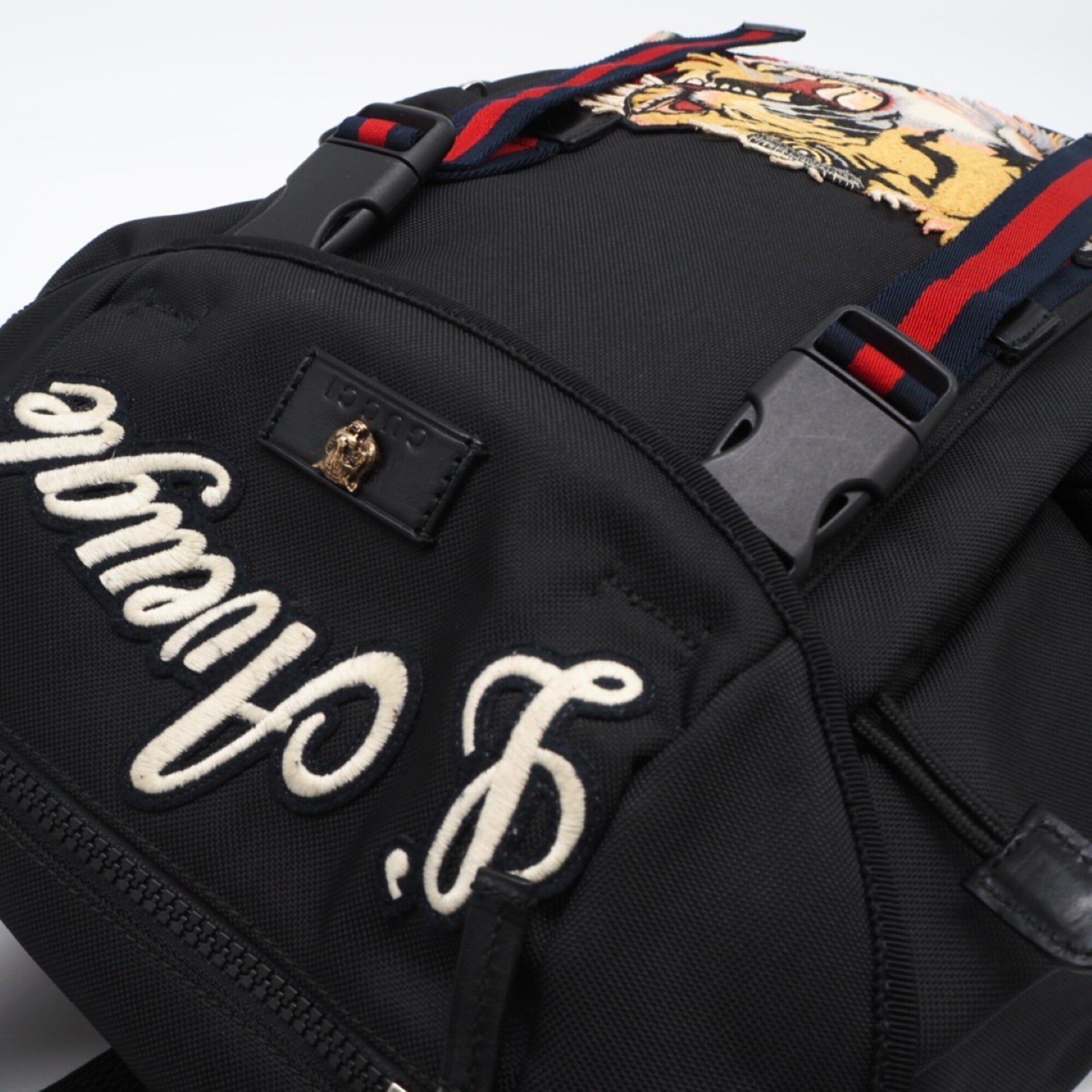 Gucci Black Multi-Color Nylon Backpack (Pre-Owned)