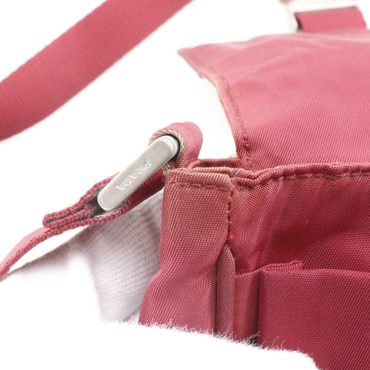 Prada Red Color Nylon Fanny Pack Shoulder Bag (Pre-Owned)