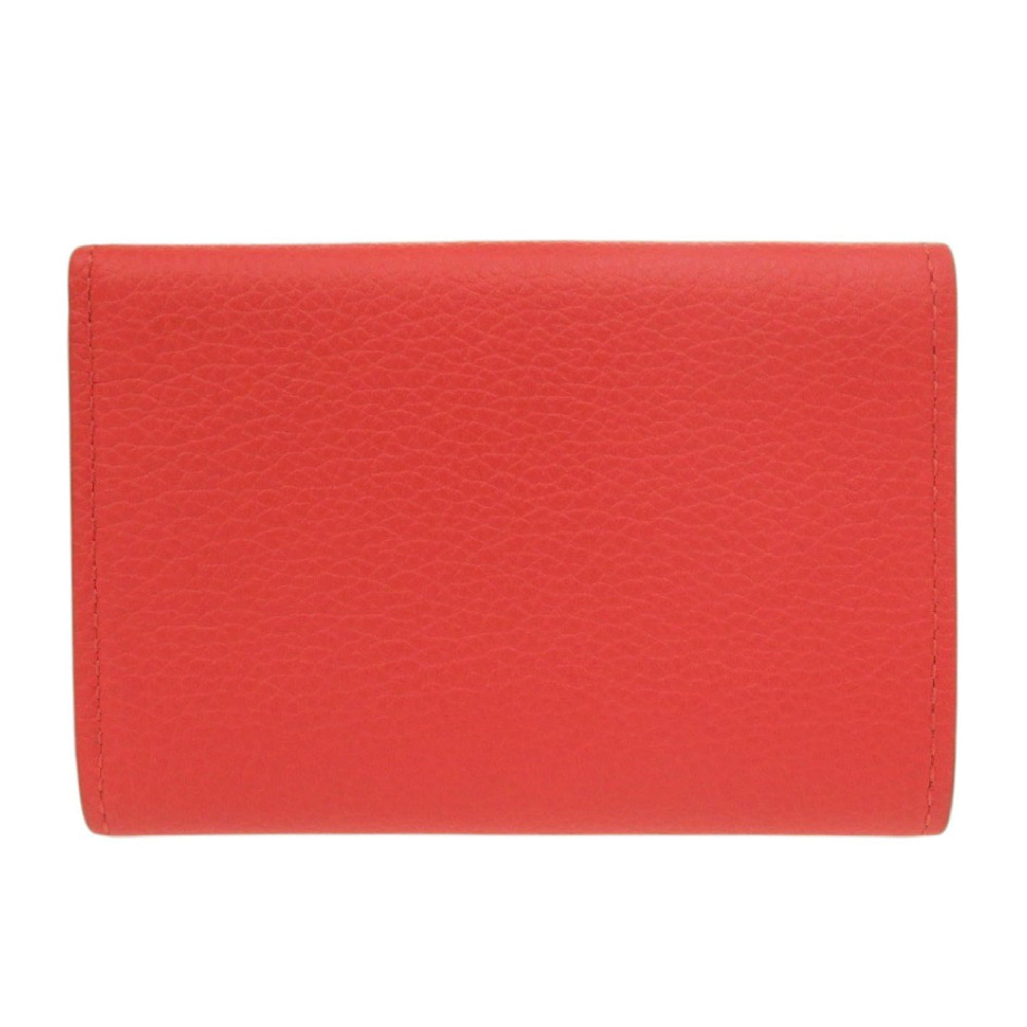 Louis Vuitton Red Color Leather Wallet (Tri-Fold) (Pre-Owned)