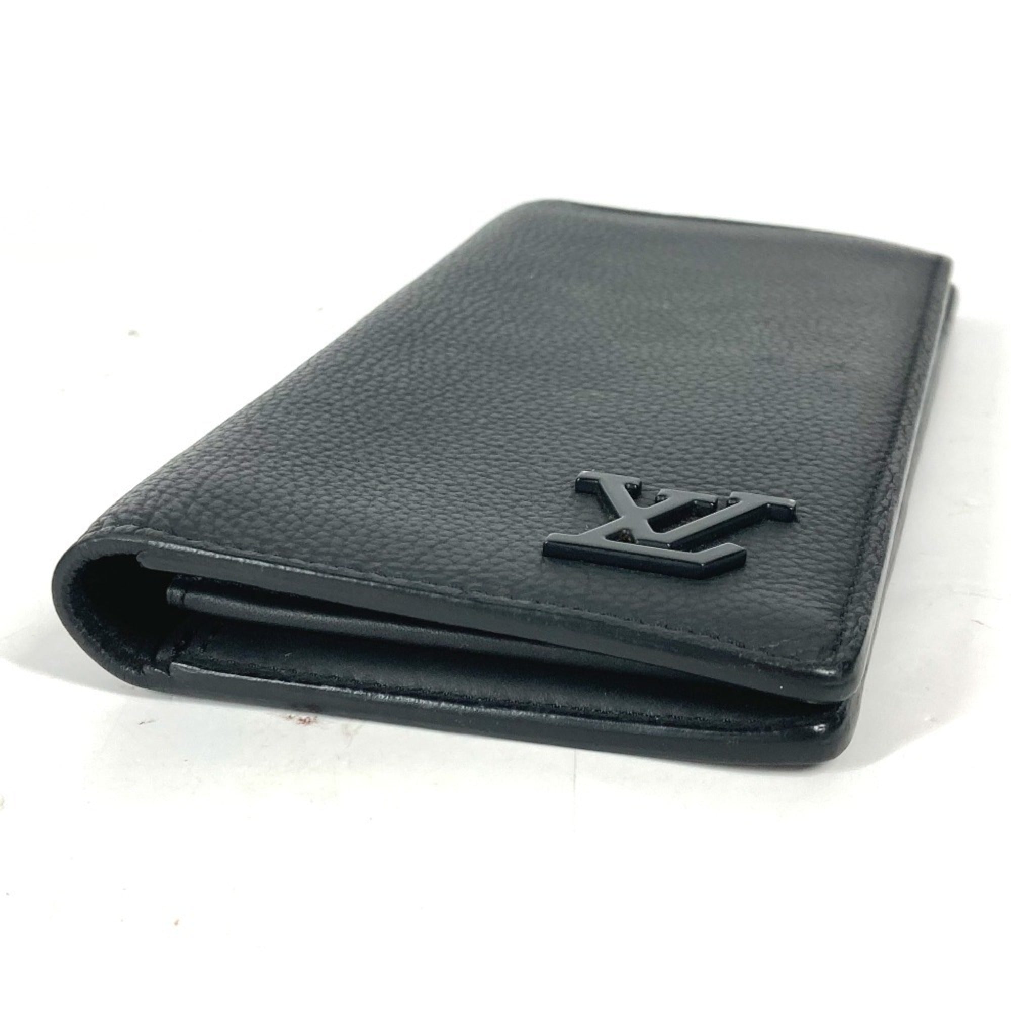 Louis Vuitton Black Leather Long Wallet (Bi-Fold) (Pre-Owned)