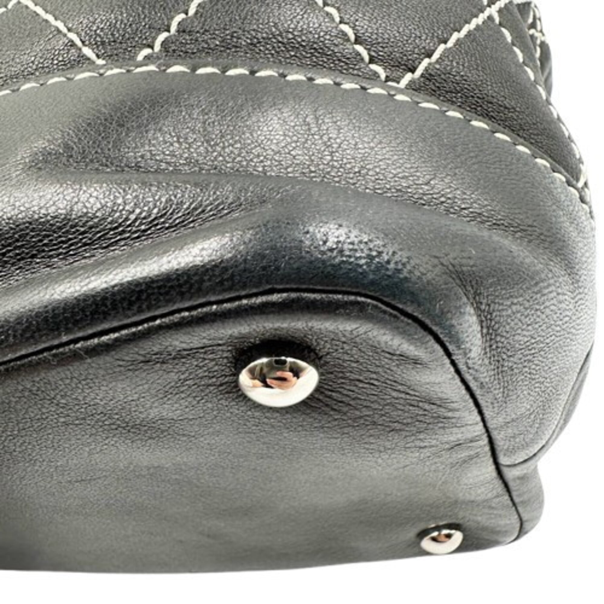 Chanel Wild Stitch Black Leather Shoulder Bag (Pre-Owned)