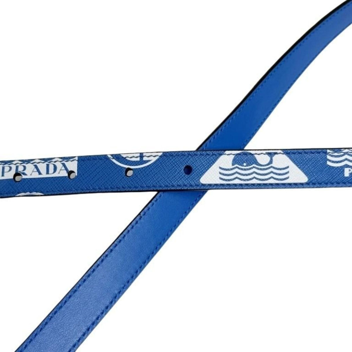 Prada Blue White Saffiano Shoulder Bag (Pre-Owned)