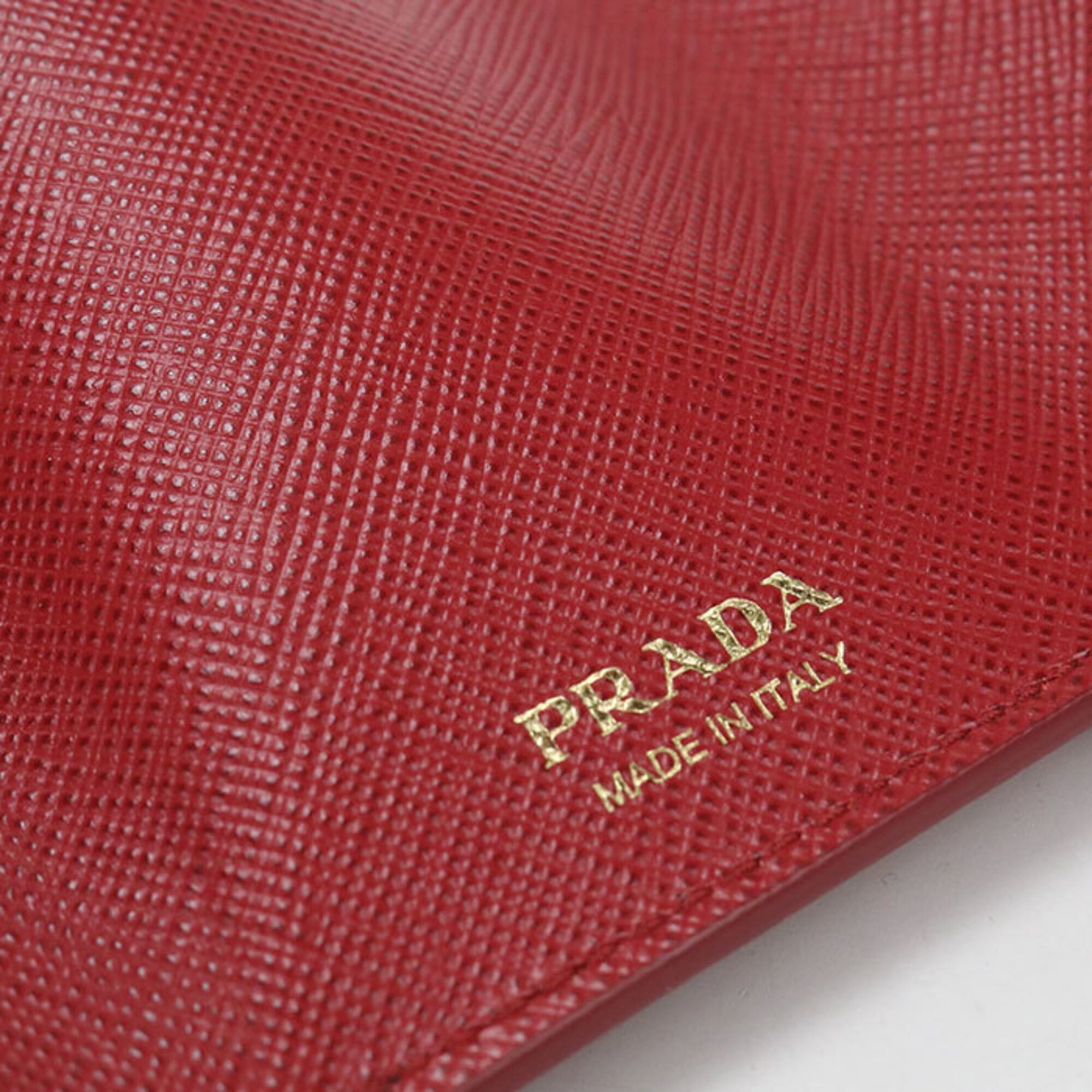 Prada Red Color Leather Wallet (Tri-Fold) (Pre-Owned)