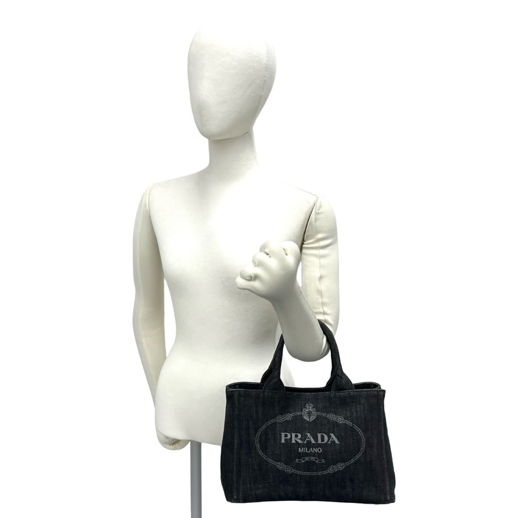 Prada Black Cotton Handbag Tote Bag (Pre-Owned)