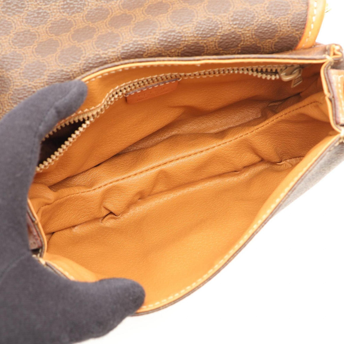 Celine Brown Coated Canvas Leather Handbag Shoulder Bag (Pre-Owned)