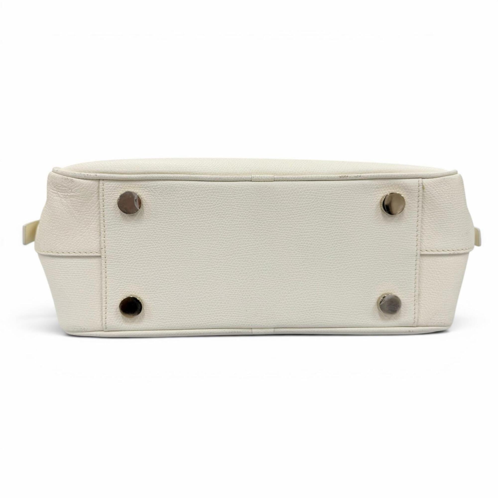 Valextra Ivory Leather Handbag Shoulder Bag (Pre-Owned)