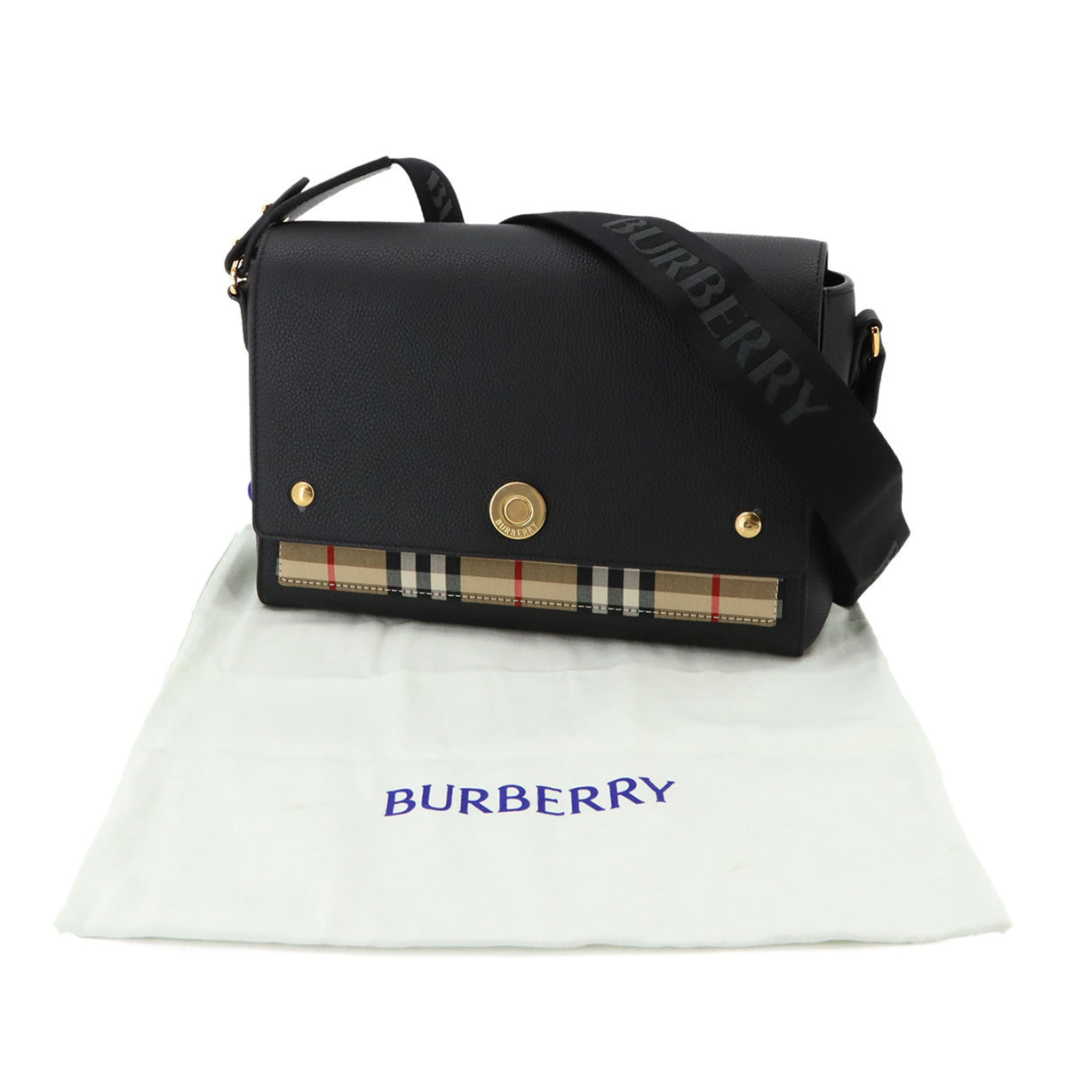Burberry Black Canvas Leather Handbag Shoulder Bag (Pre-Owned)