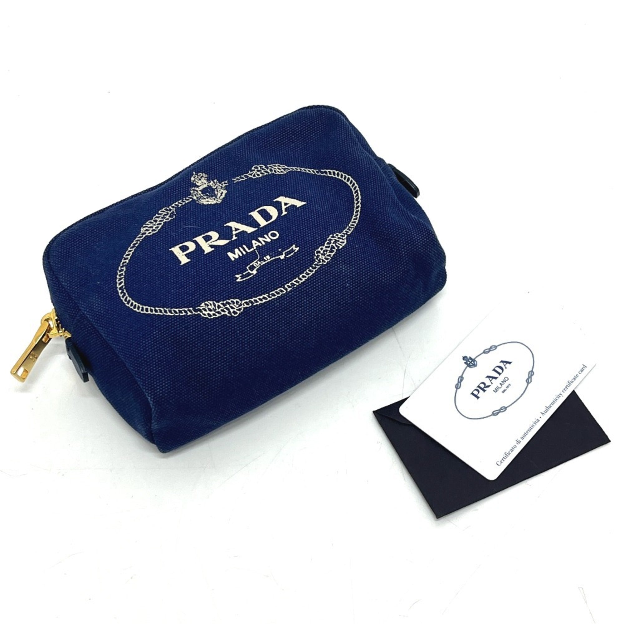 Prada Blue Canvas Pouch (Pre-Owned)