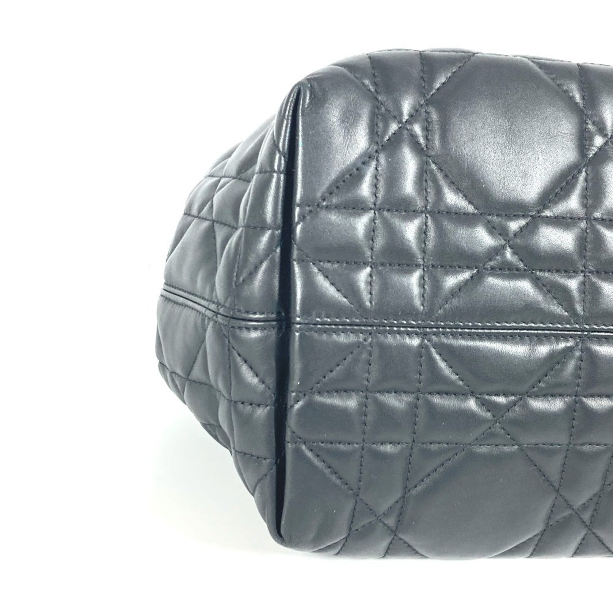 Christian Dior Black Leather Handbag Pouch Shoulder Bag Tote Bag (Pre-Owned)