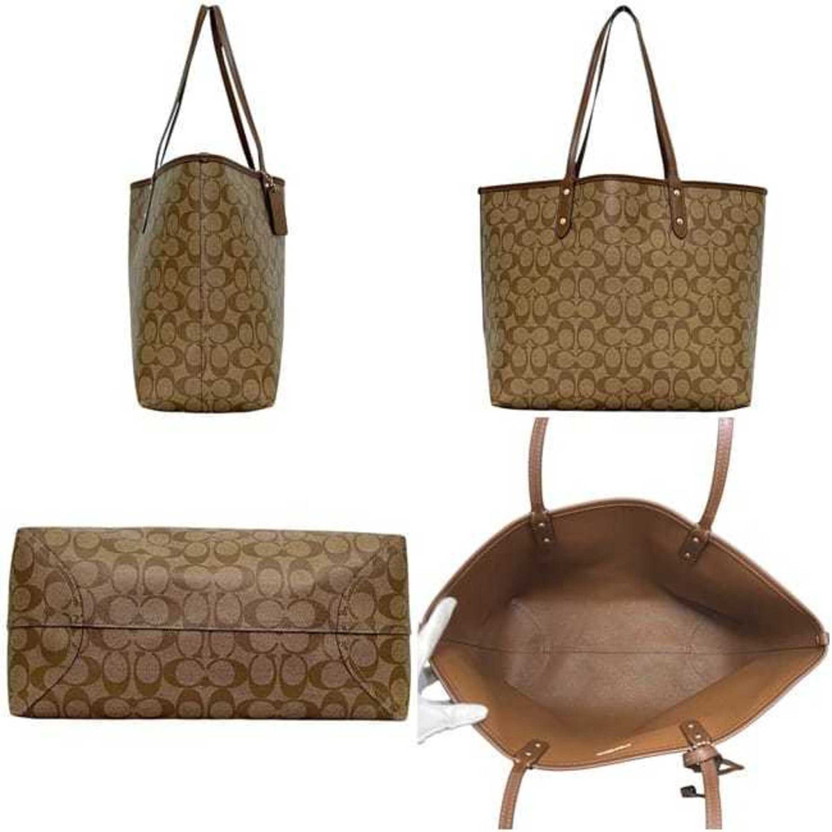 Coach Beige Brown Pvc Pouch Tote Bag (Pre-Owned)