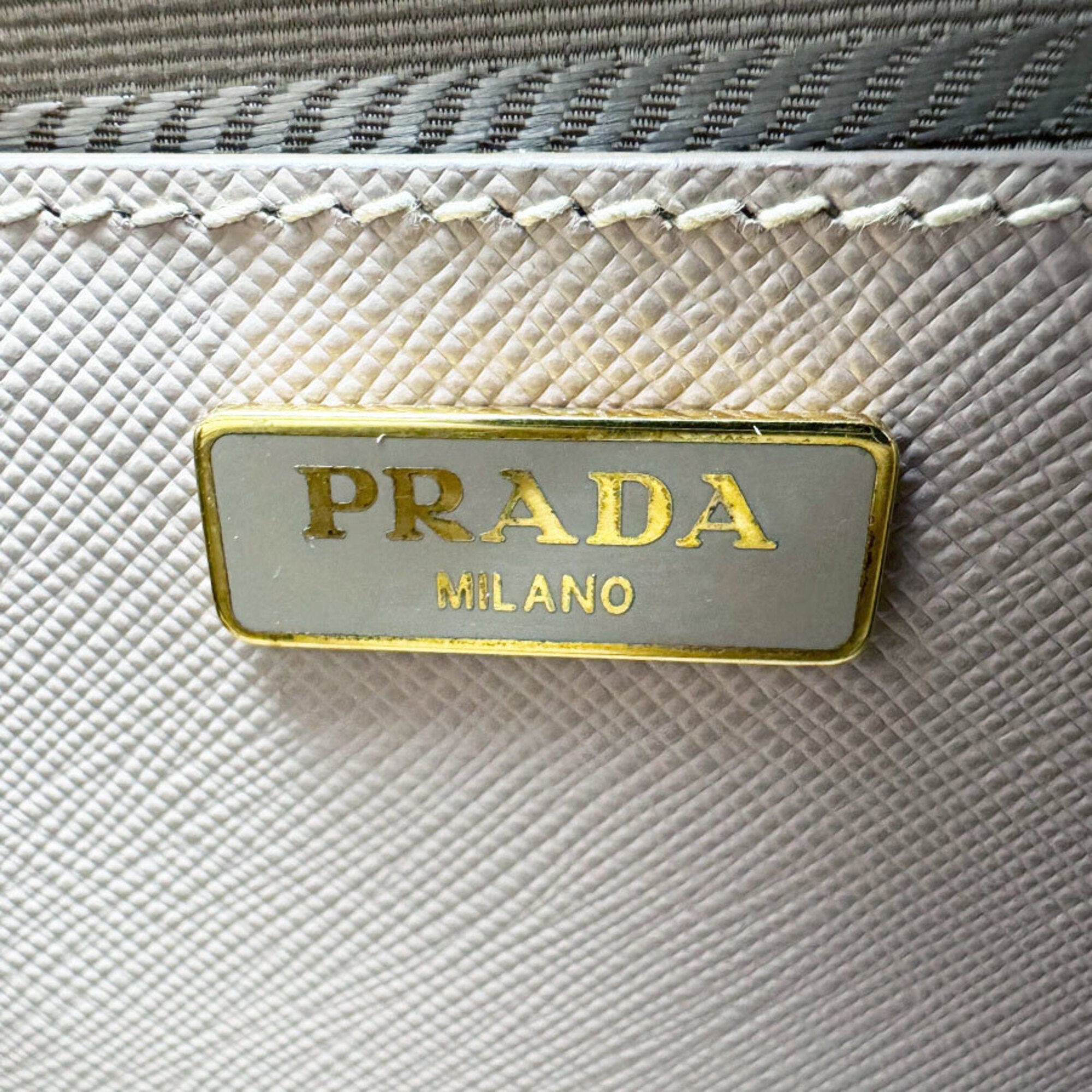 Prada Grayish Leather Handbag Shoulder Bag (Pre-Owned)