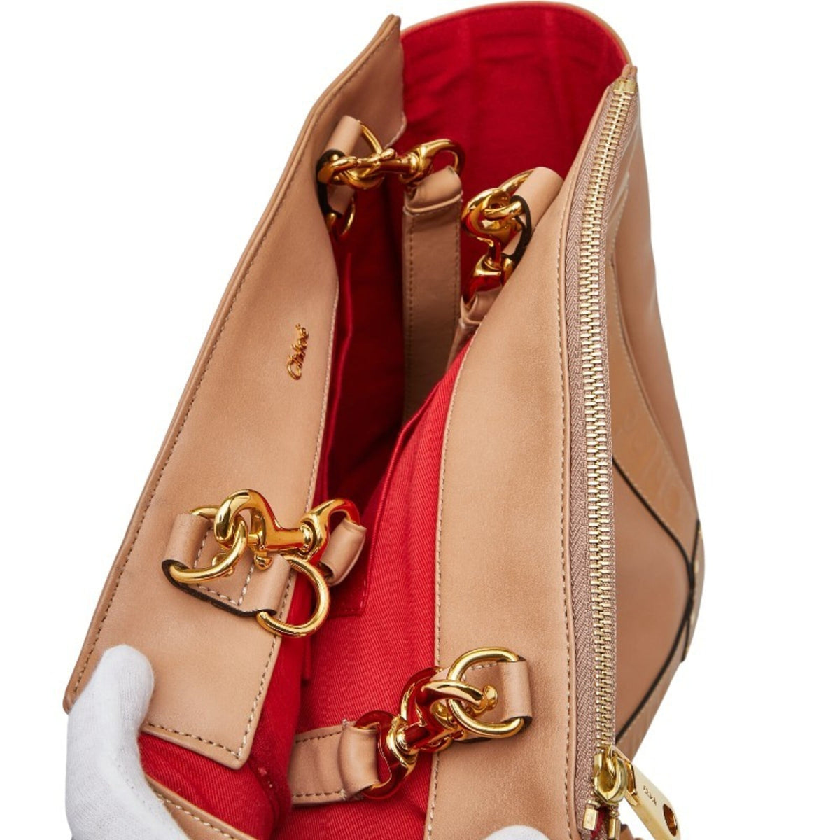 Chloé Pink Beige Leather Shoulder Bag Tote Bag (Pre-Owned)