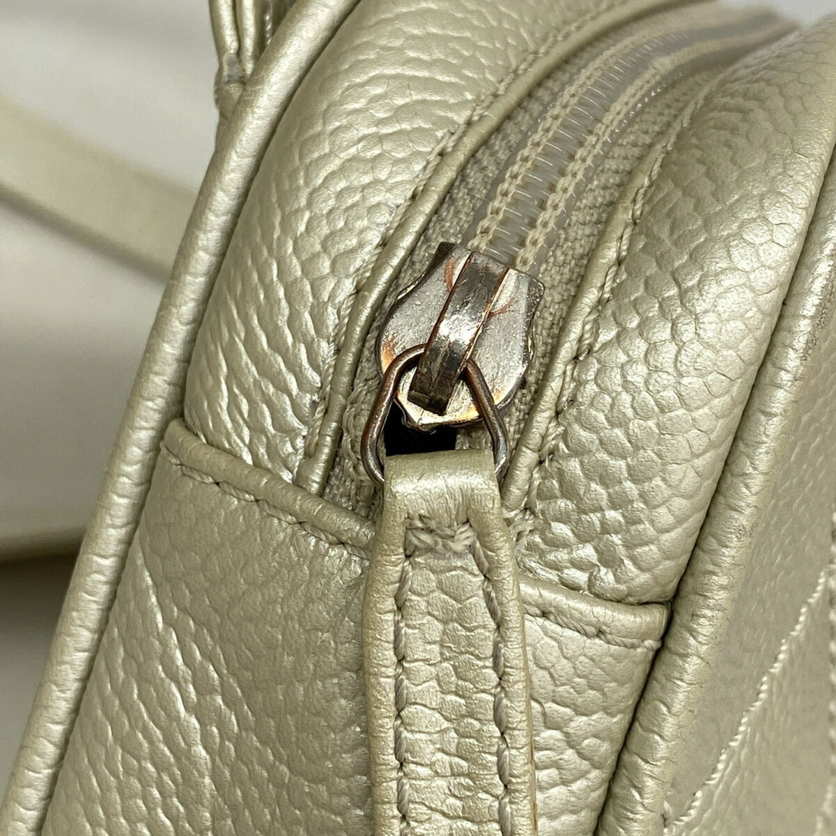 Chanel Metallic Gray Grained Calfskin Shoulder Bag (Pre-Owned)