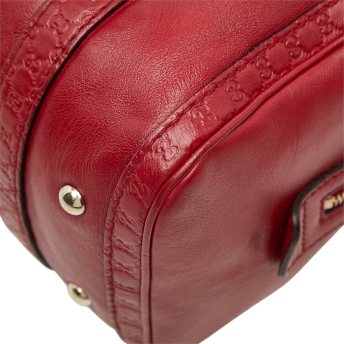 Gucci Red Color Leather Boston Bag (Pre-Owned)