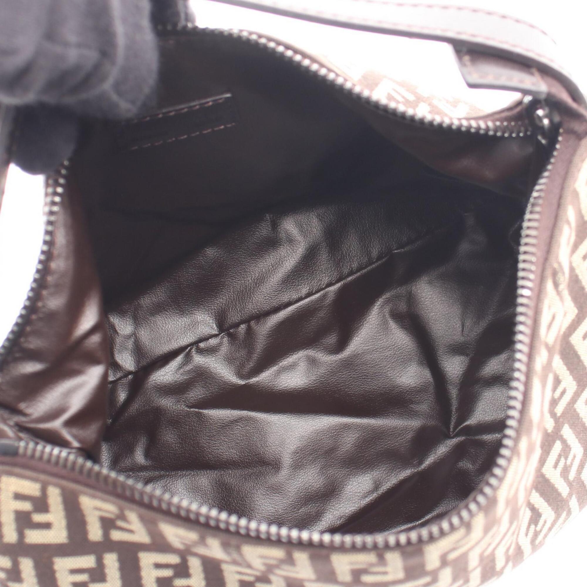 Fendi Beige Brown Canvas Leather Handbag (Pre-Owned)