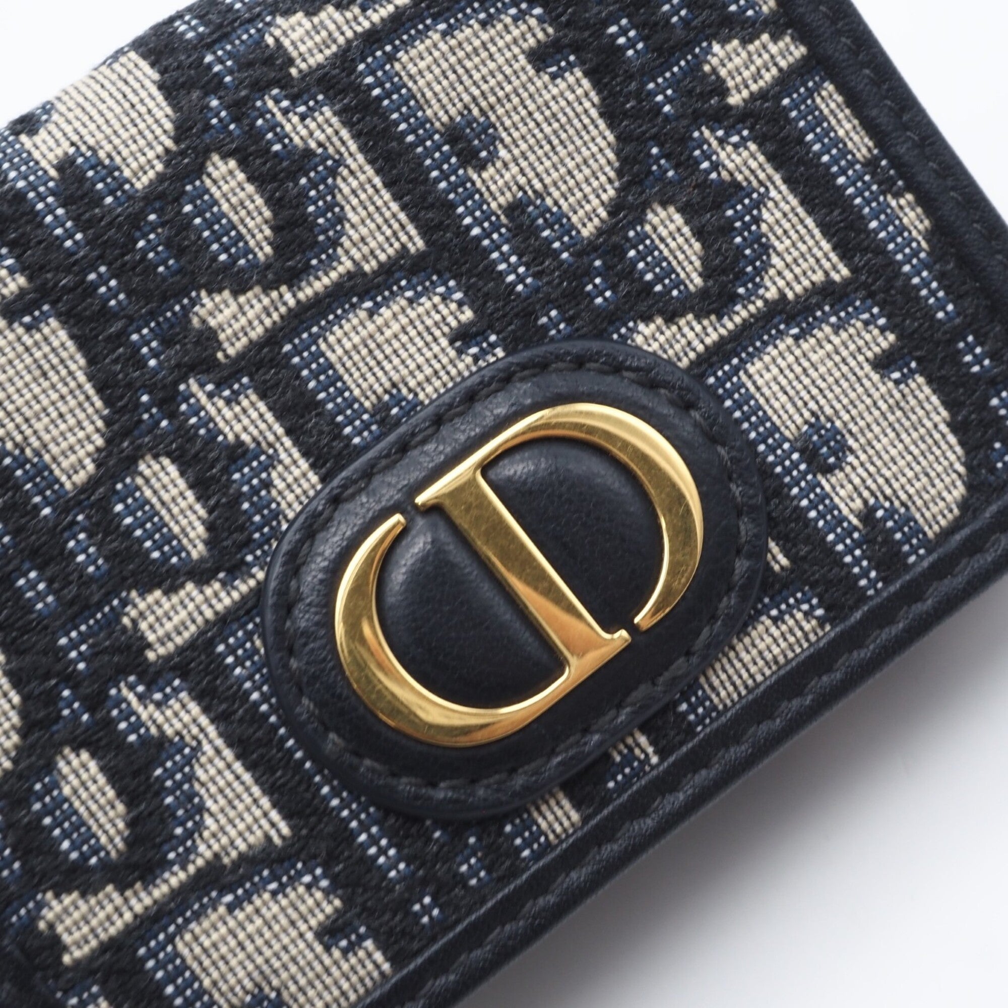 Christian Dior Gray Navy Canvas Wallet (Tri-Fold) (Pre-Owned)