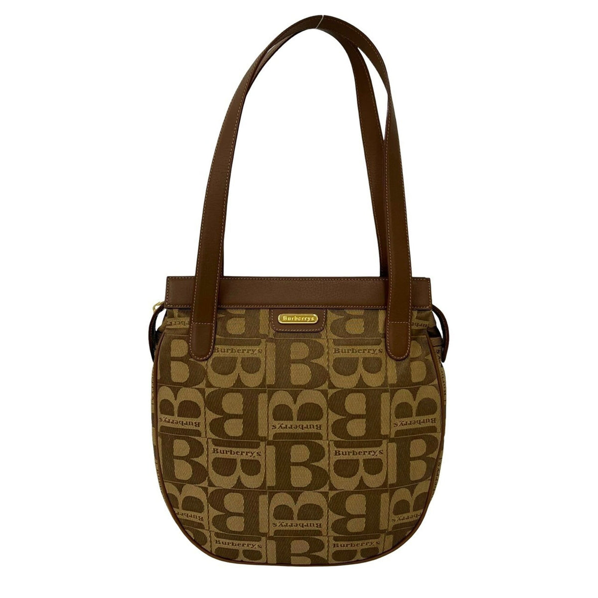 Burberry Brown Canvas Leather Shoulder Bag Tote Bag (Pre-Owned)