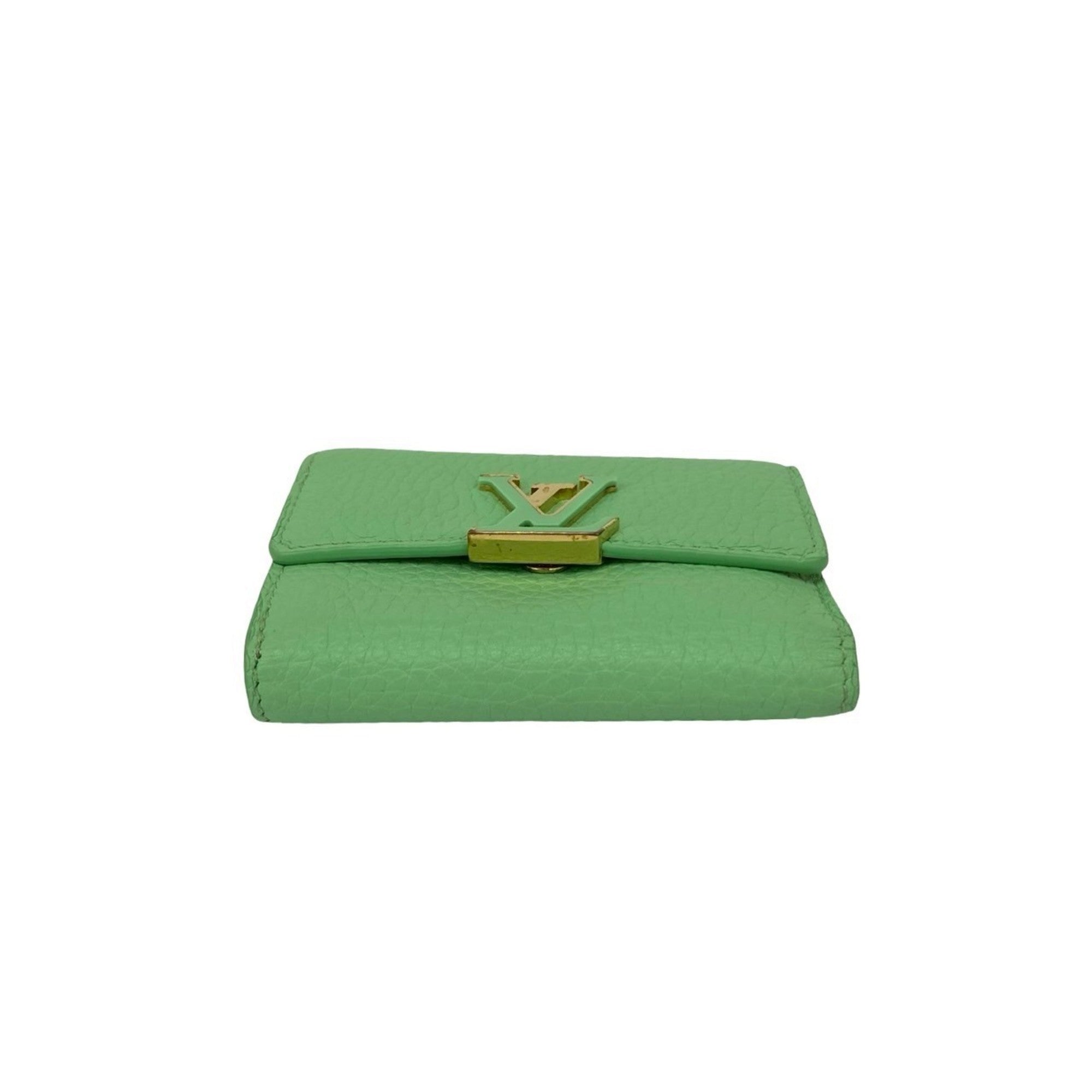 Louis Vuitton Green Pink Leather Wallet (Tri-Fold) (Pre-Owned)